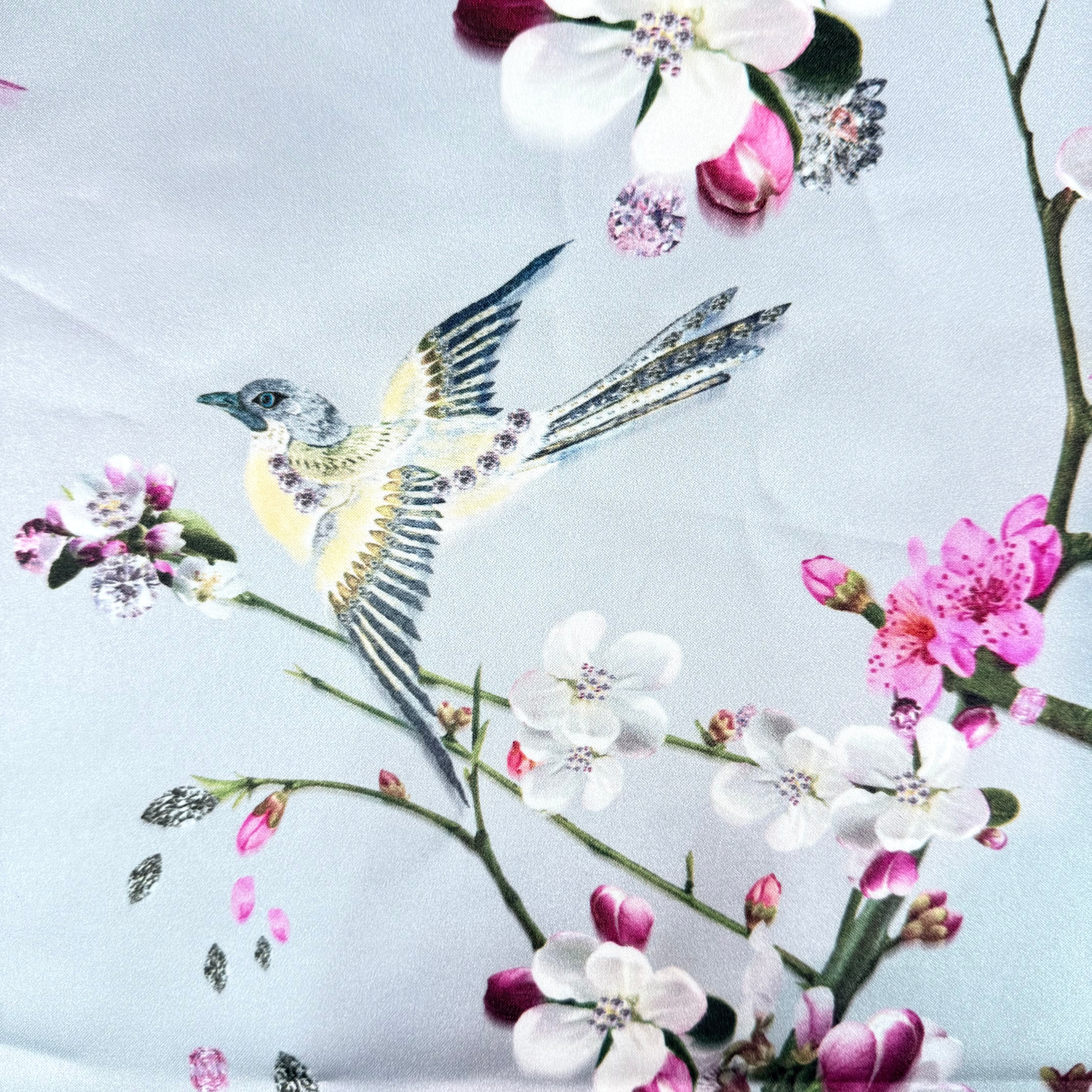 Lilac Bird and Floral Print Polyester - 2.0m | SALEXM83