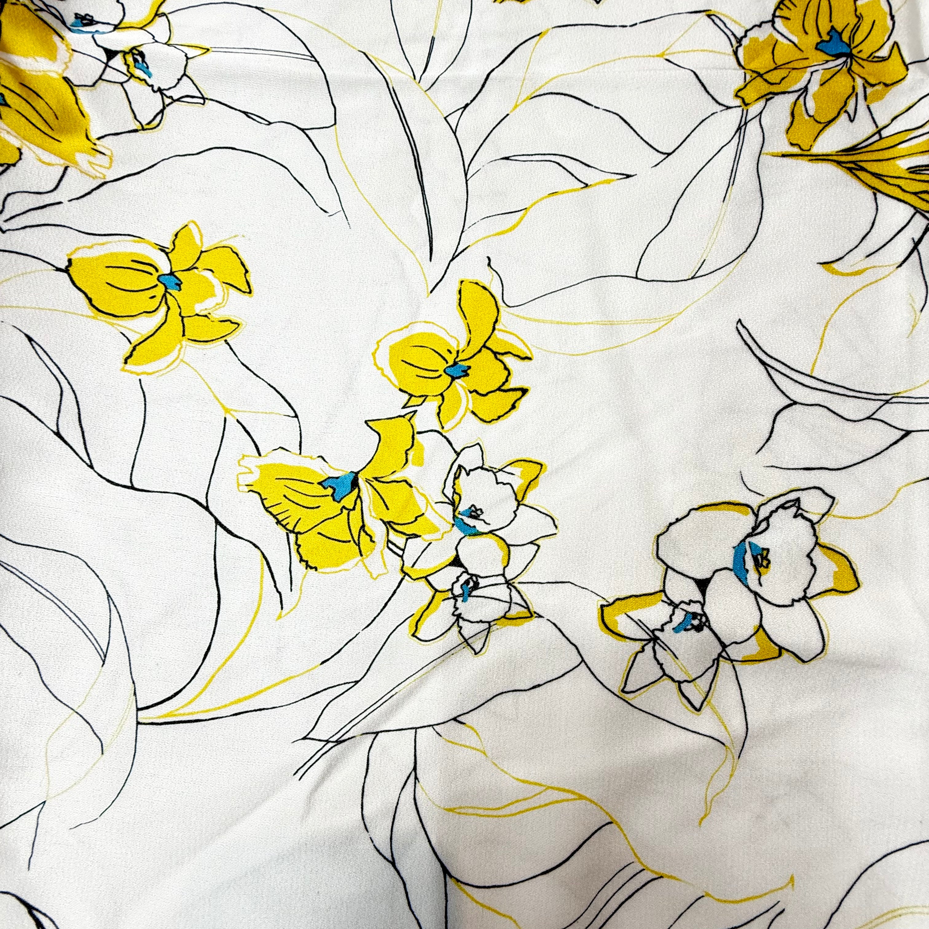 White Printed Polyester Crepe Fabric - 2.0m | SALEXM84