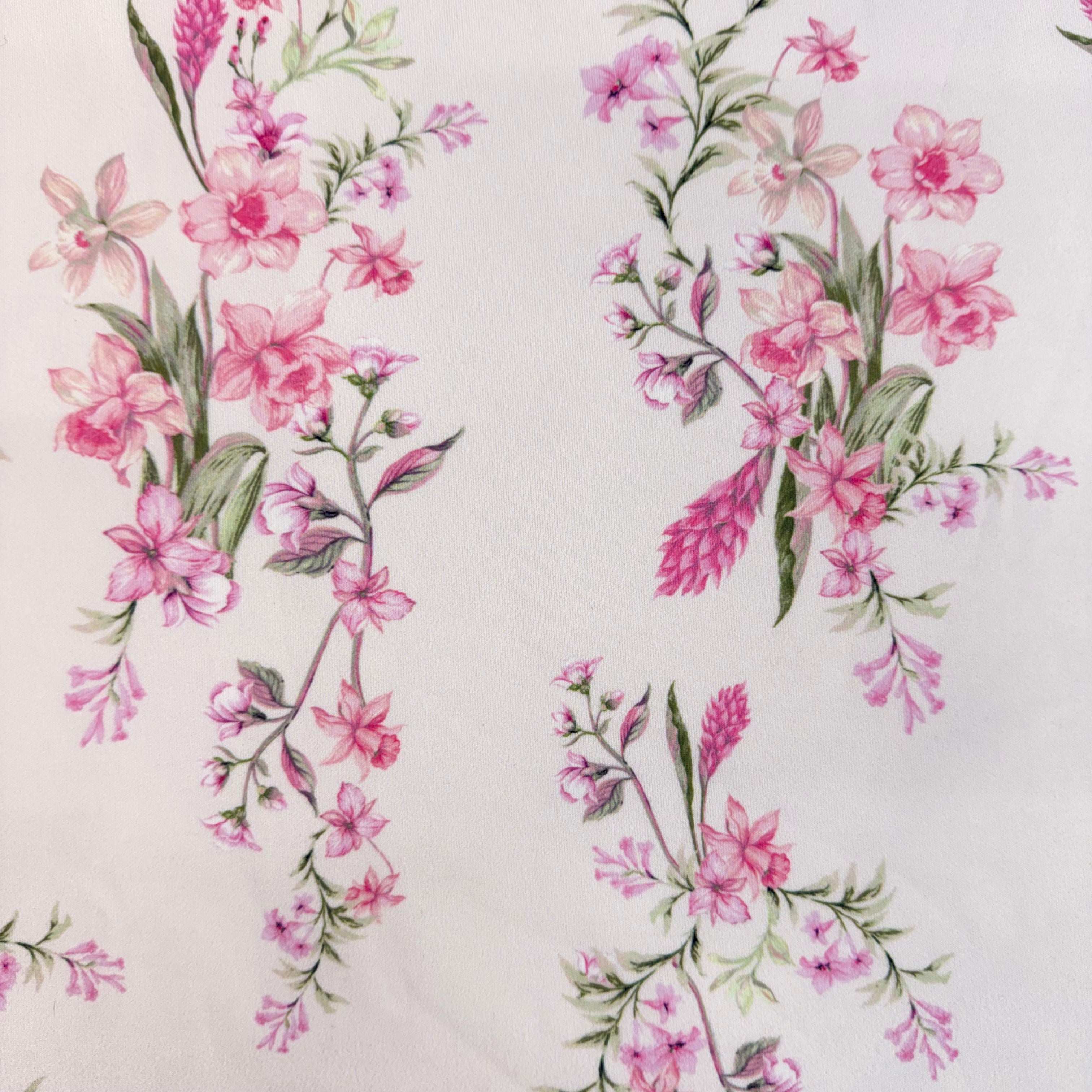 Pale Pink Floral Scuba Jersey Fabric – 2.50m | SALEXM106