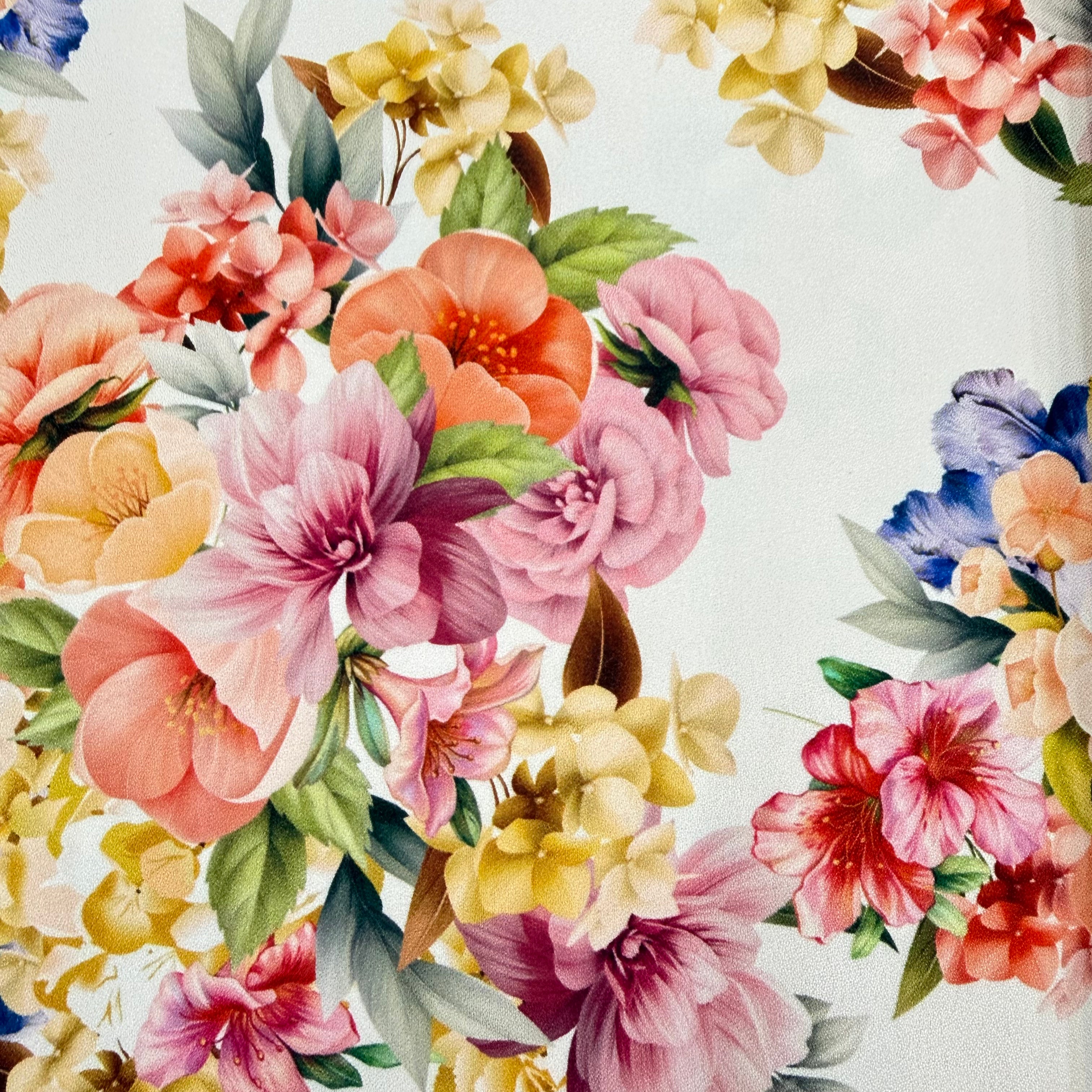 Cream Floral Printed Polyester Crepe – 2.0m | SALEXM121