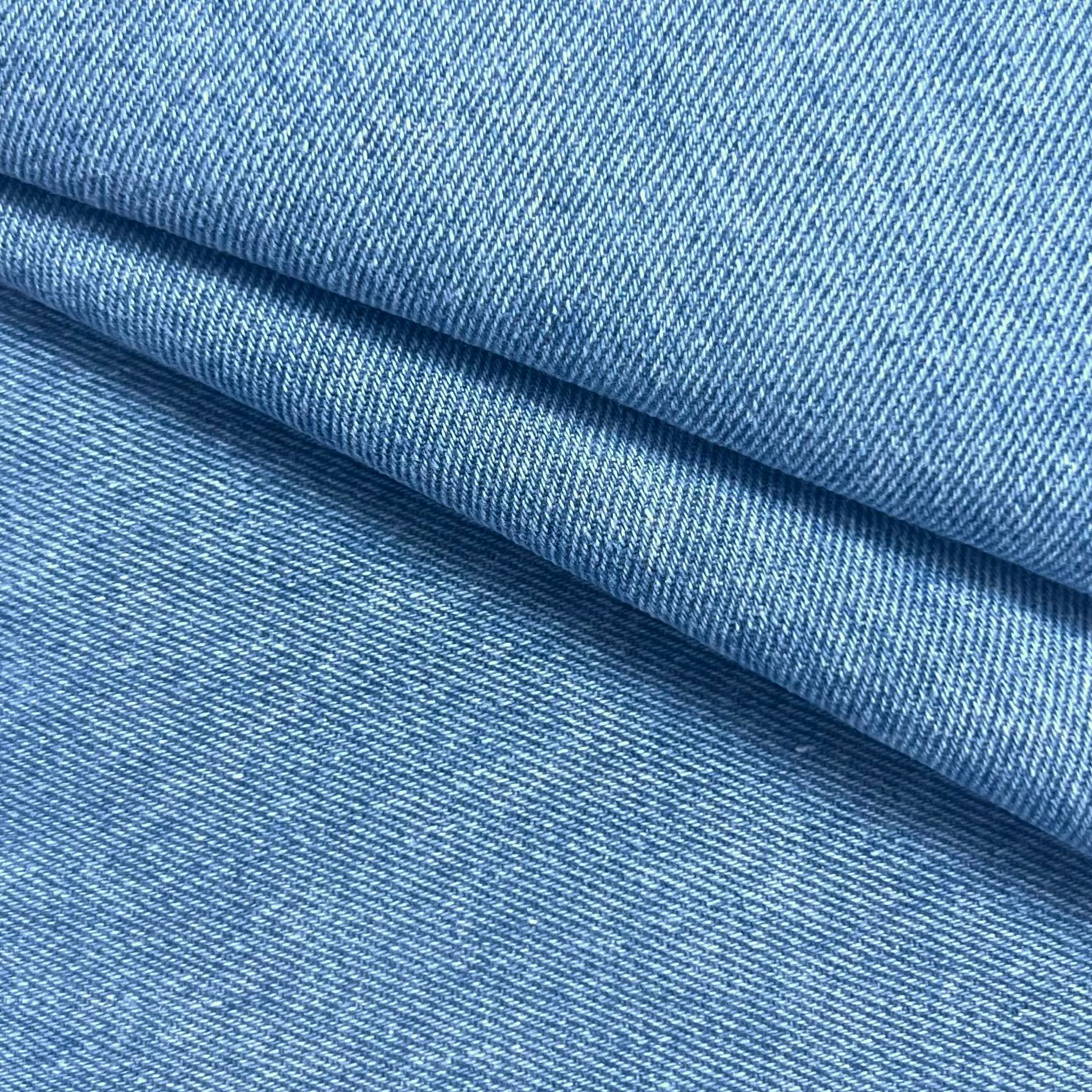 Blue Denim Stripe Polyester Cotton Twill Fabric | PH100 7656