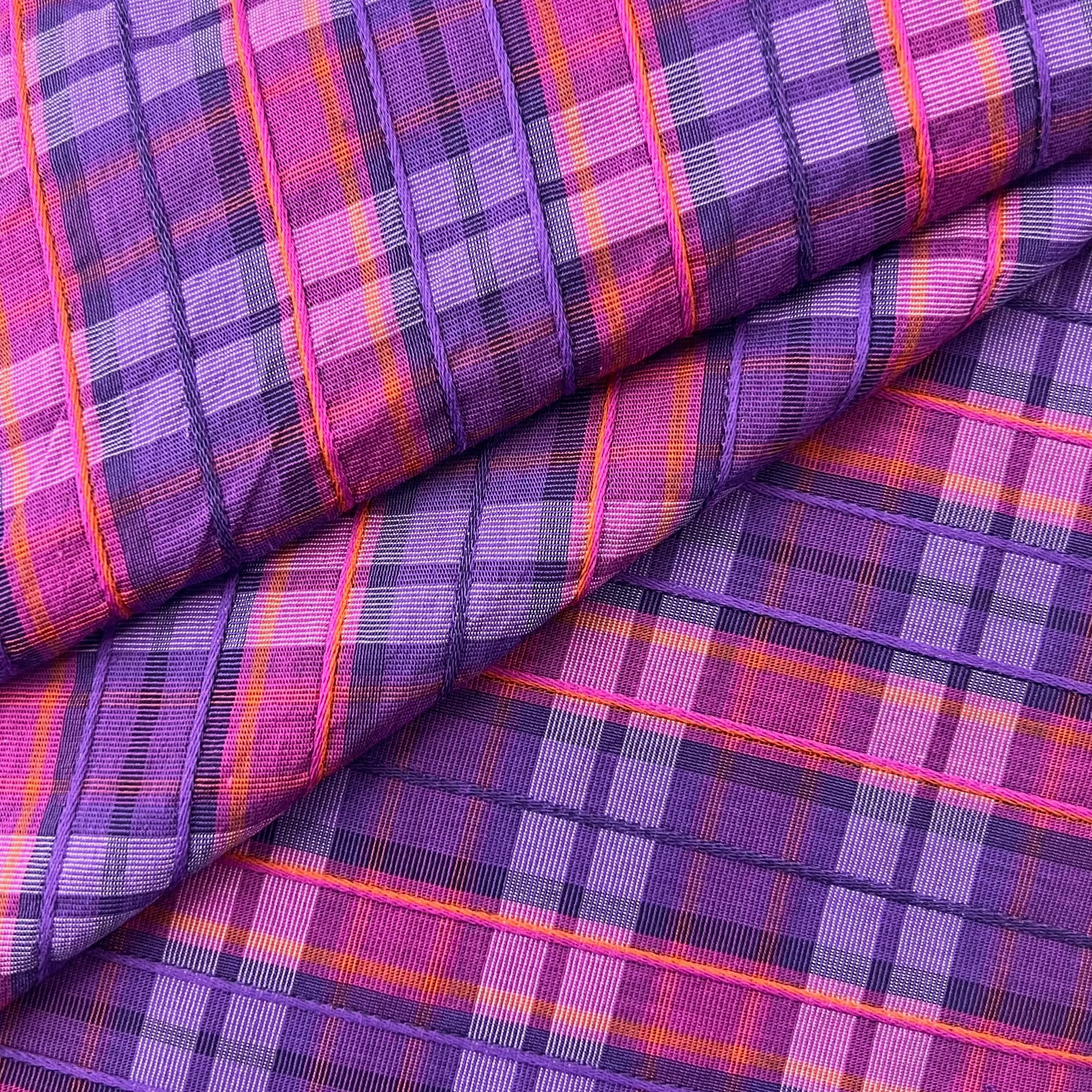 Hot Pink & Purple Cotton Viscose Seersucker | PH104 7580