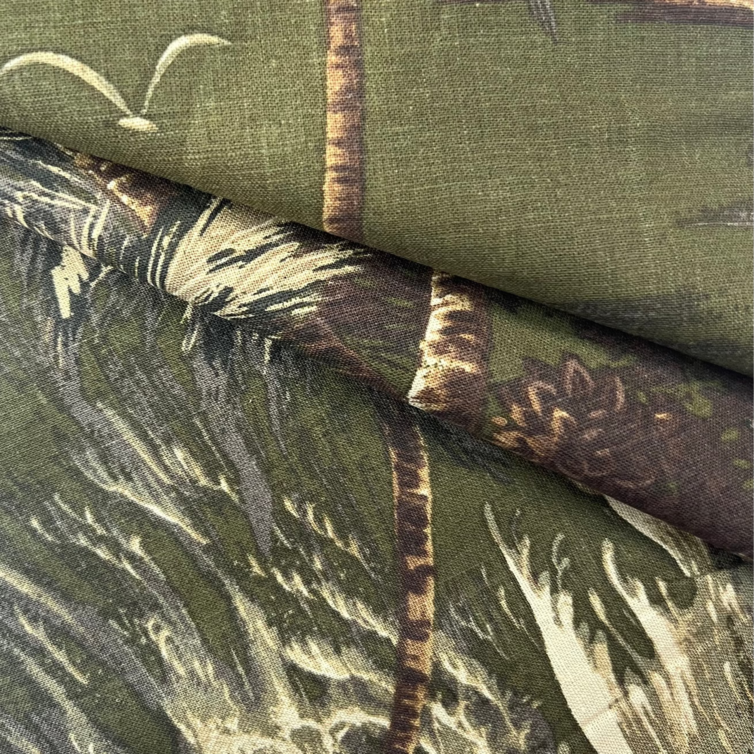 Green and Brown Palm Print Linen Viscose Blend | PH106 7645