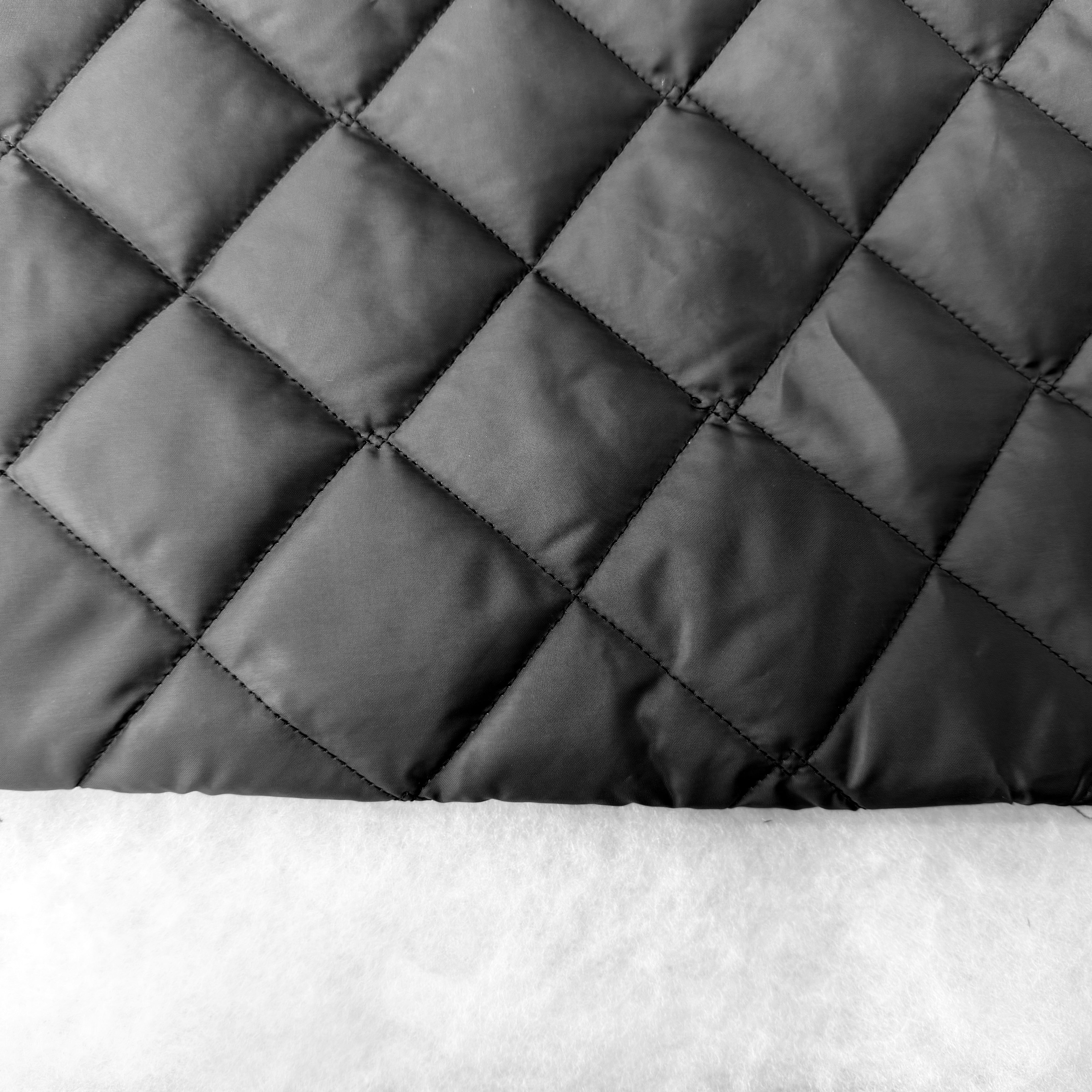 Black Double Sided Padded Quilted Material Fabric With White Back | SALEXM392