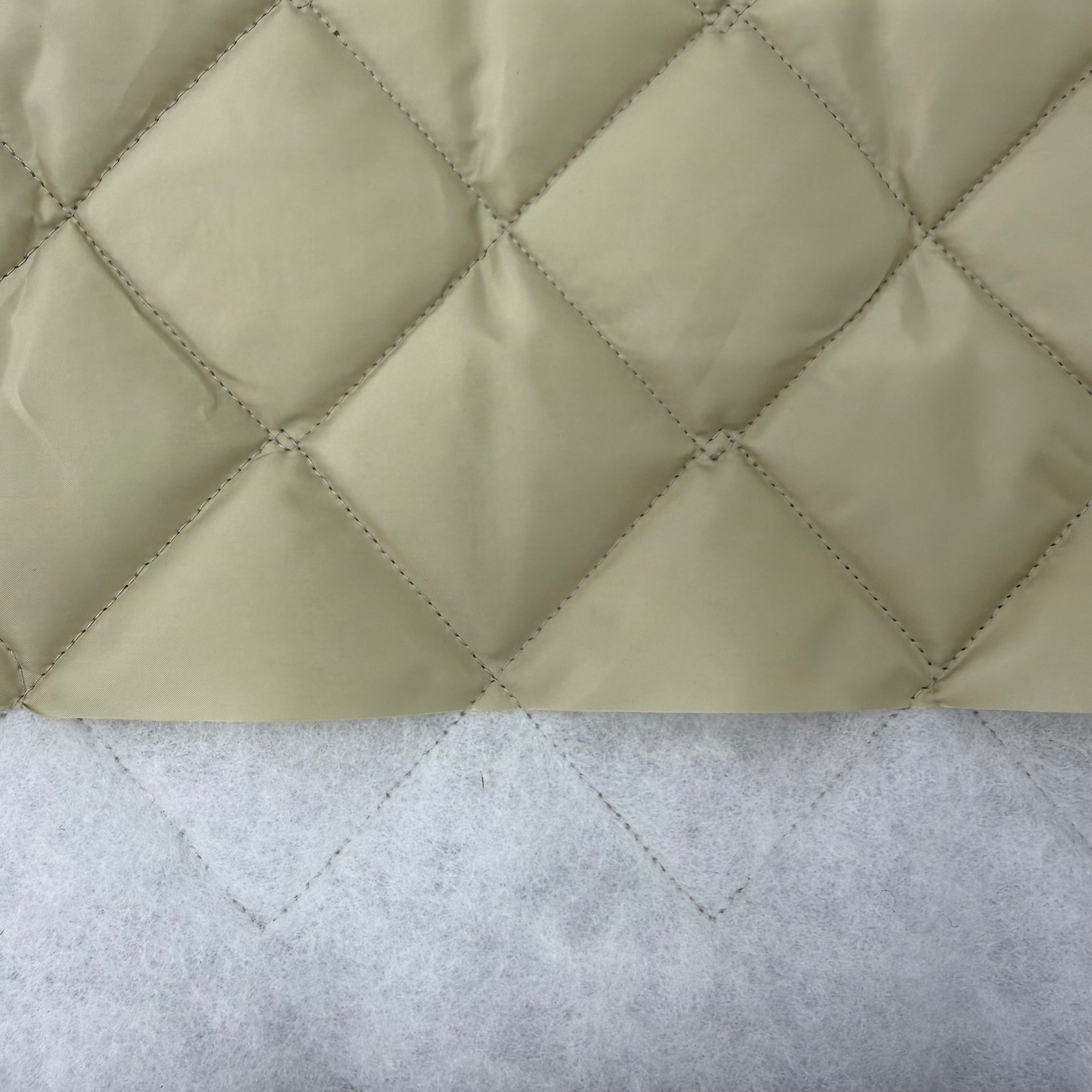 Light Khaki Green Double Sided Padded Quilted Material Fabric With White Back | SALEXM097