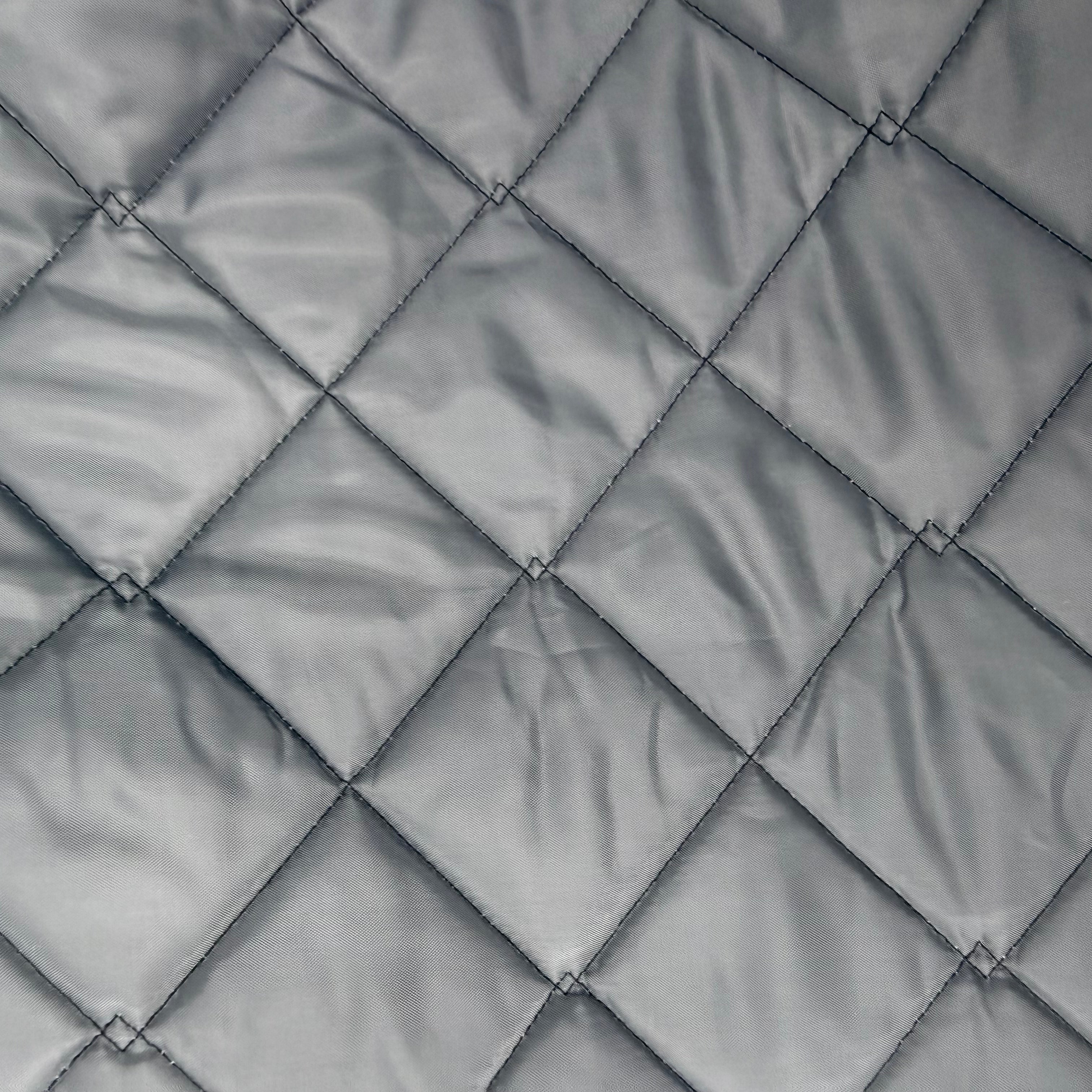 Black Double Sided Padded Quilted Material Fabric With Grey Back | SALEXM405