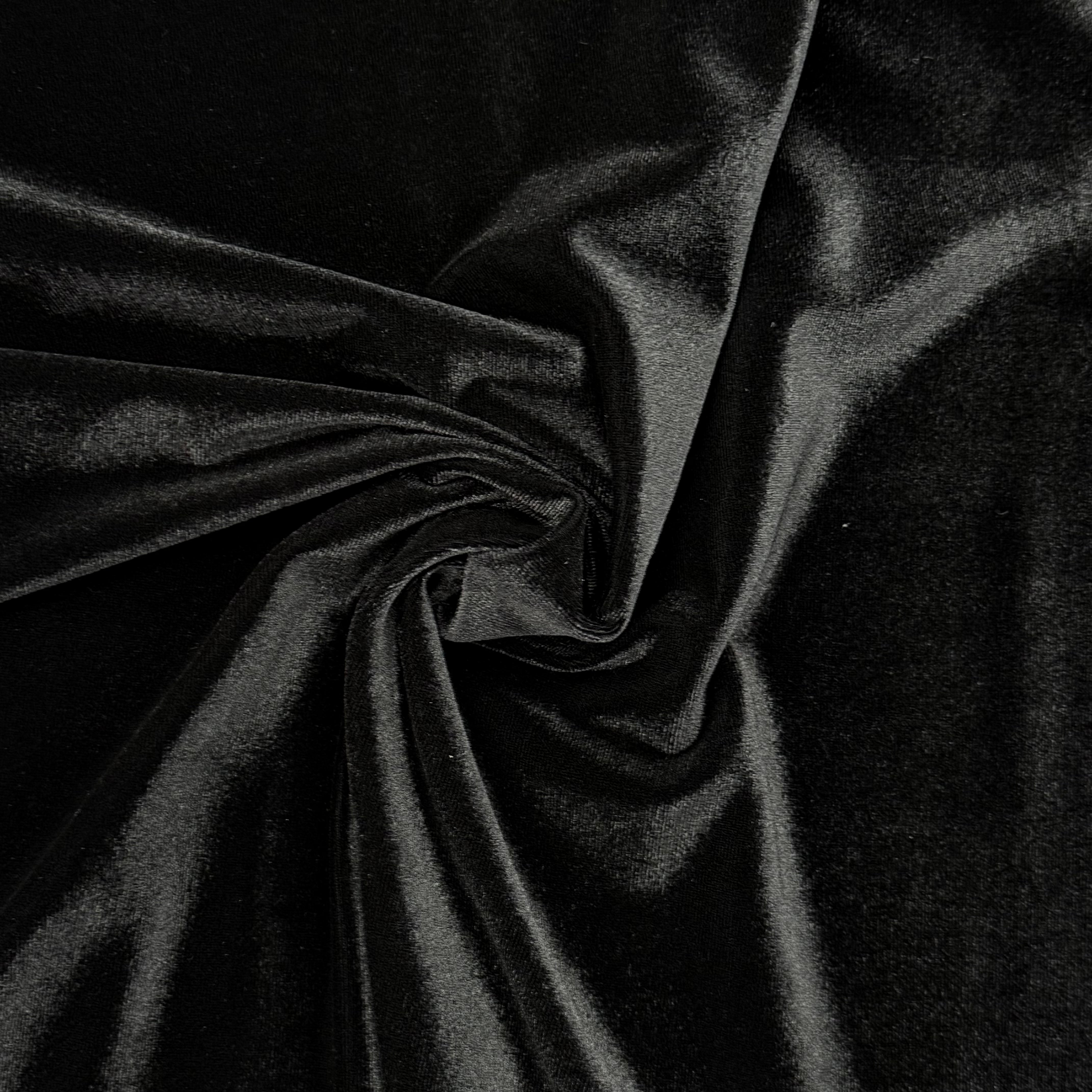 GREY - P09S - 0RTISEI High-Polyester Stretch Velvet Fabric - Black - 95% Polyester (PL) and 5% Elastane (EA)
