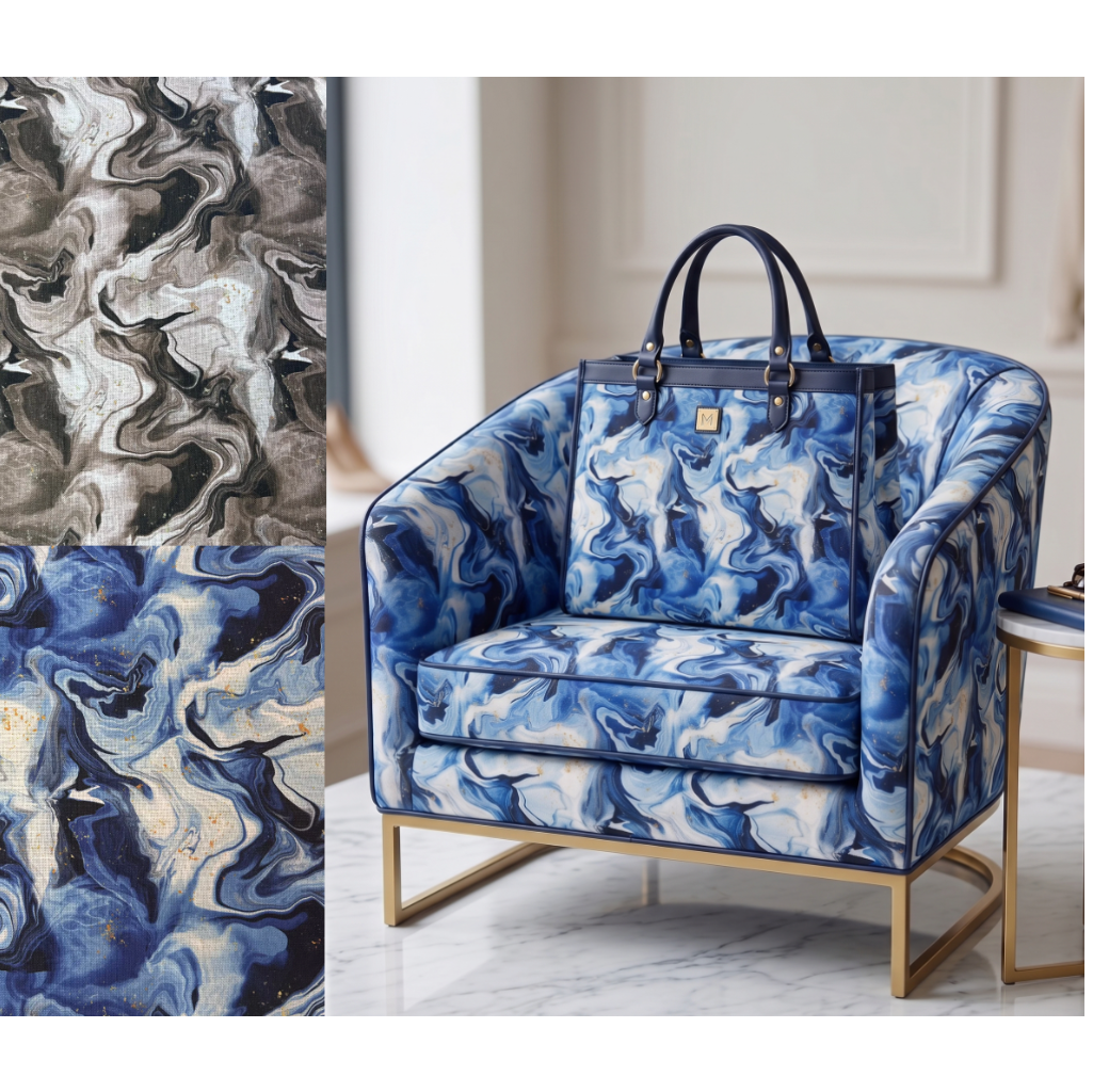 fabric and sofa covered in the same fabric