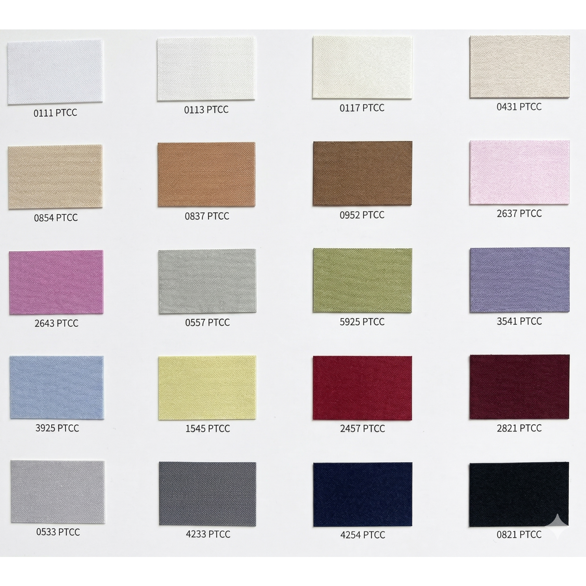 Color swatches with PTCC numbers on a white background