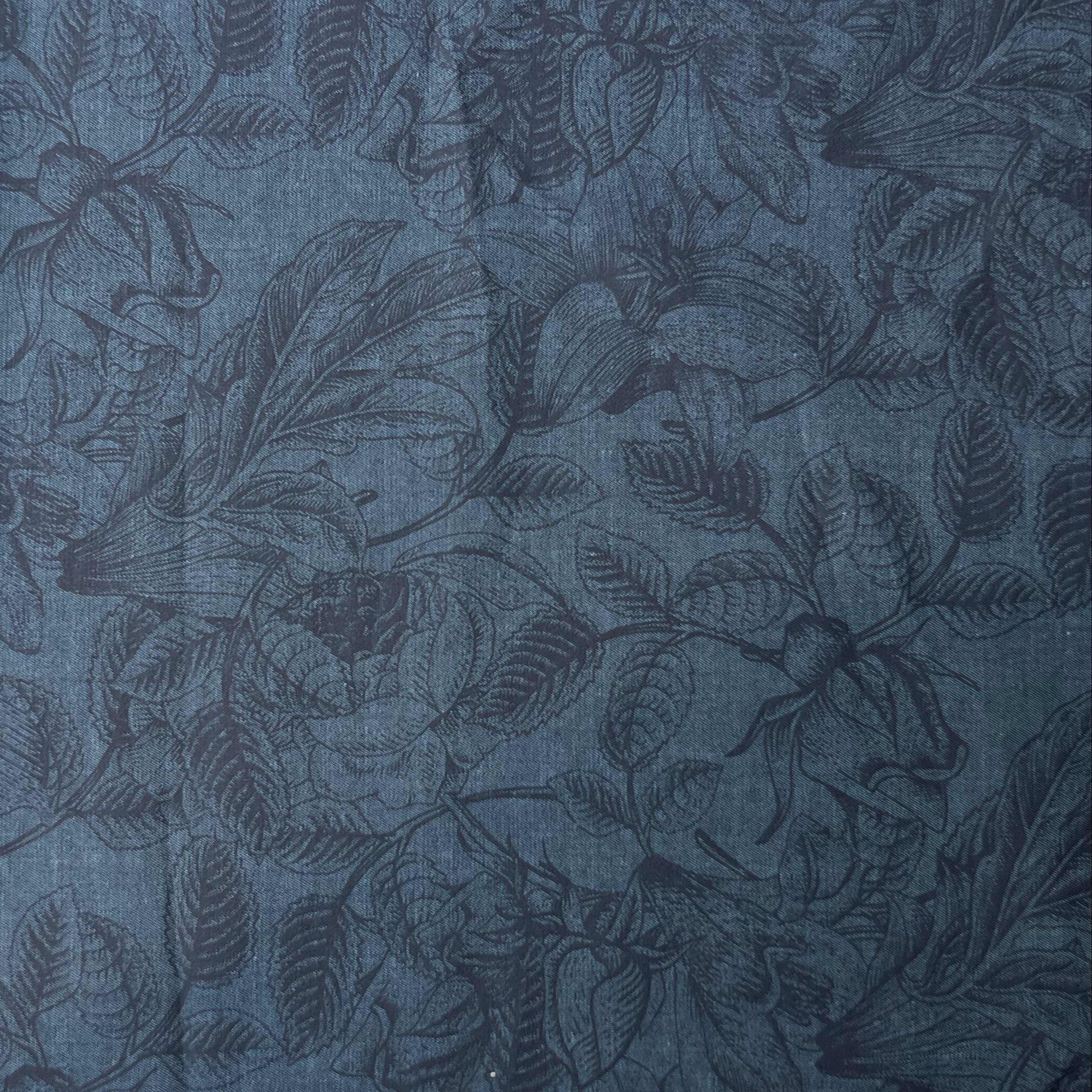 Dark blue fabric with floral pattern