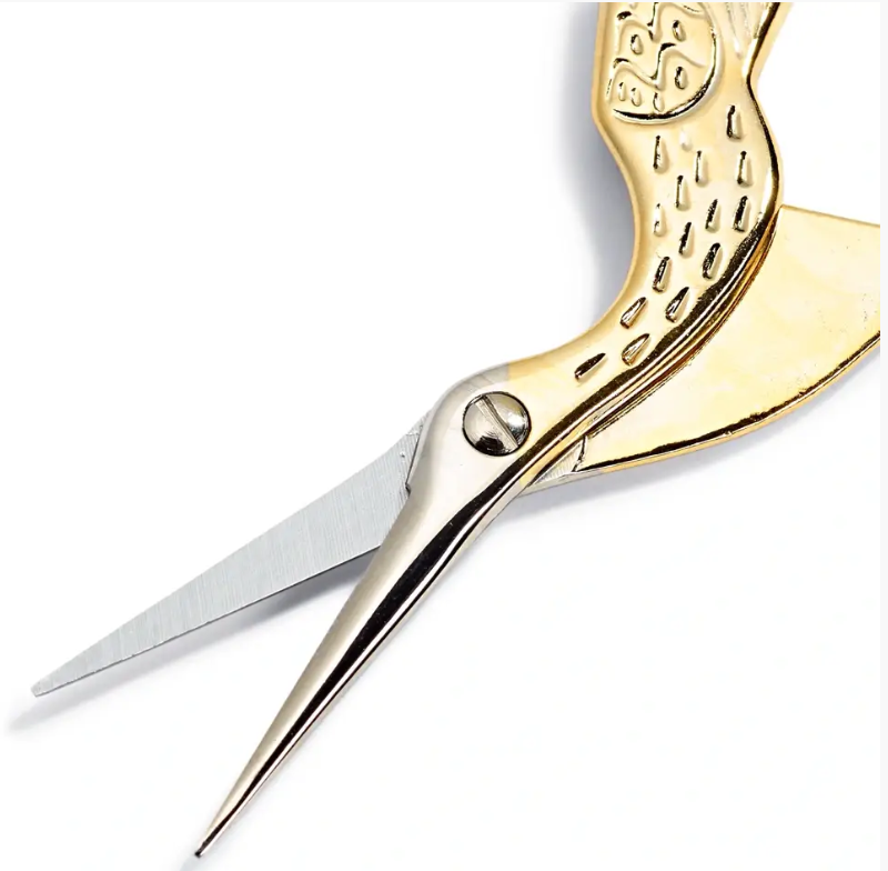 Embroidery scissors stork 9cm gold-plated