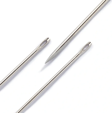 Leather needles, No. 3-7, assorted, silver-coloured