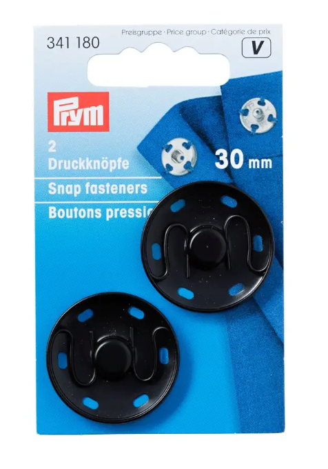 Snap fasteners, 30mm, black