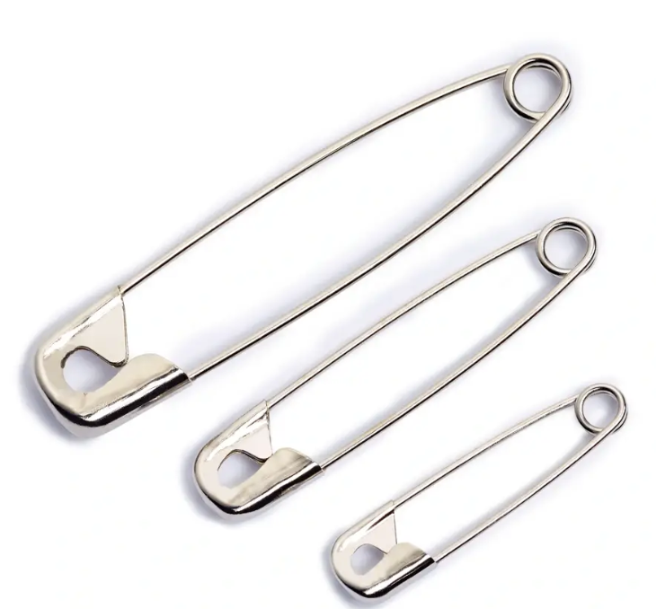Safety pins, 27/38/50mm, assorted, silver-coloured, 18 items