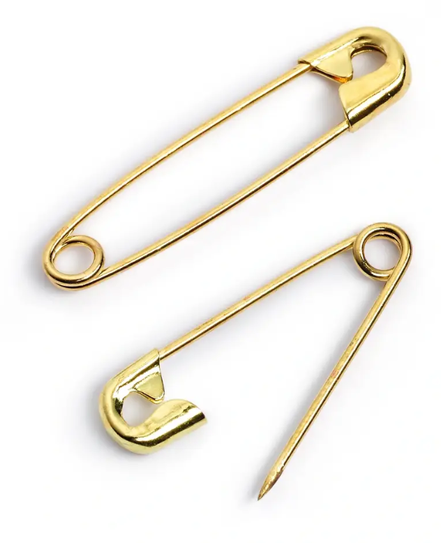 Safety pins, 19/23/27mm, assorted, gold-coloured, 30 items
