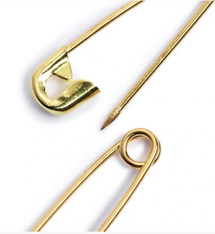 Safety pins, 19/23/27mm, assorted, gold-coloured, 30 items