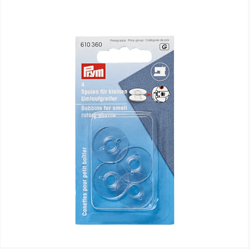 Prym transparent plastic sewing machine bobbins, pack of 4.