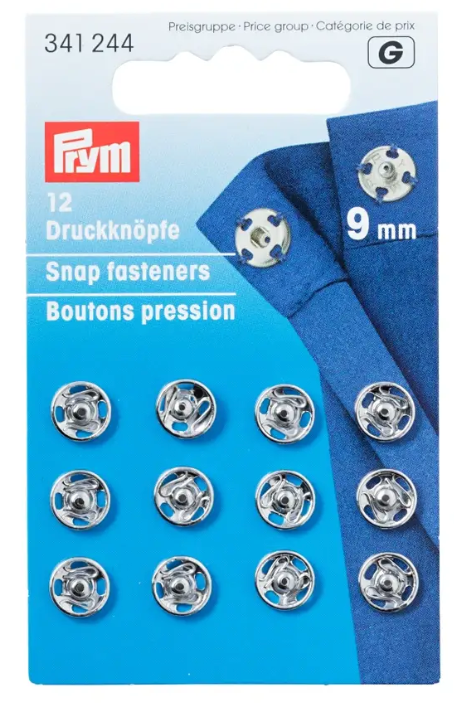Snap fasteners, silver-coloured, 12pc