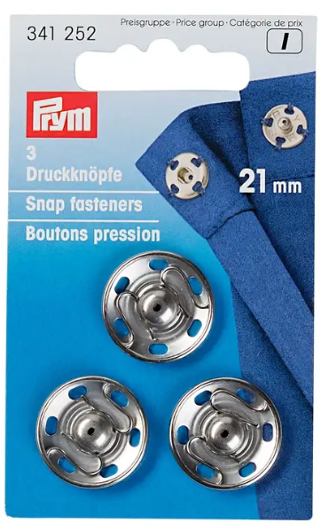 Snap fasteners, 21mm, 3pc