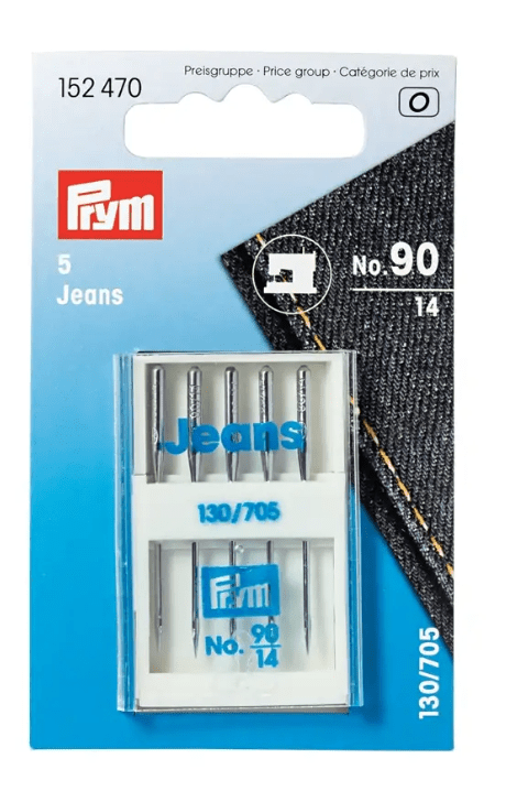 Pack of 5 Prym Jeans sewing machine needles, size 90/14.