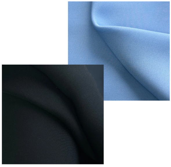 100% Double Silk Georgette - Light Blue & Black | BS010 1507