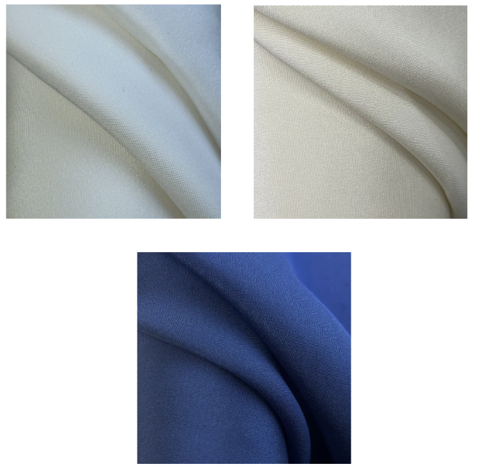 White, Indigo and Cream Heavy 100% Silk Crepe Morocain | PO012 440D