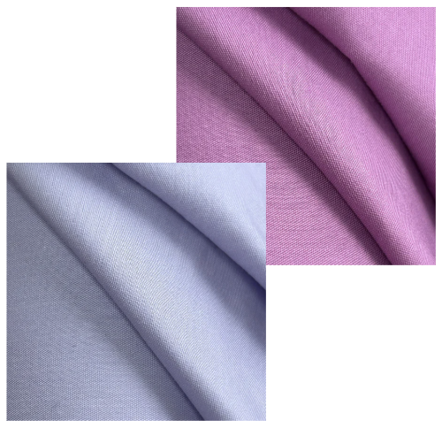 Close-up of purple and blue fabric swatches.