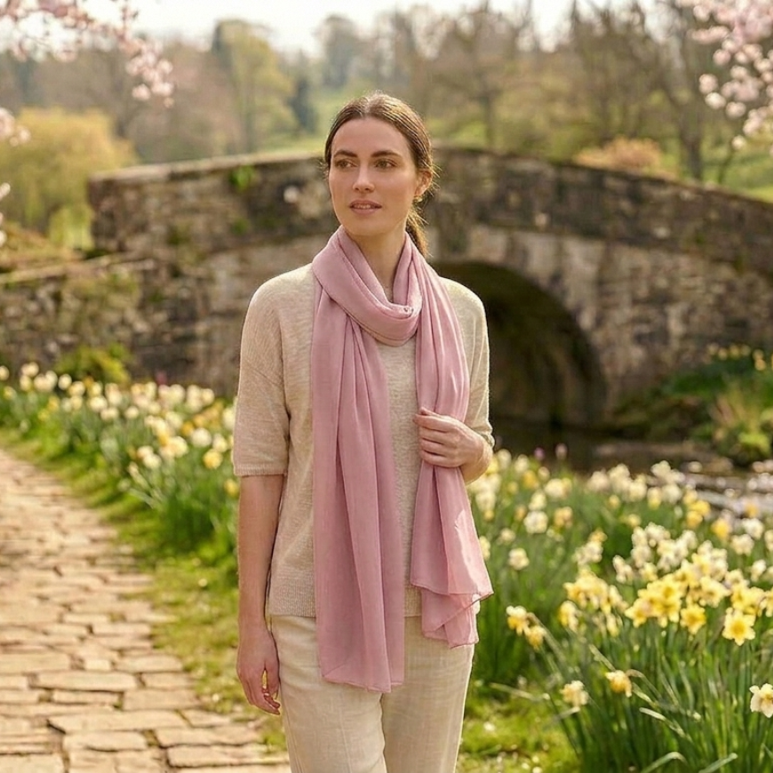 Pink GEORGETTE SILK scarf