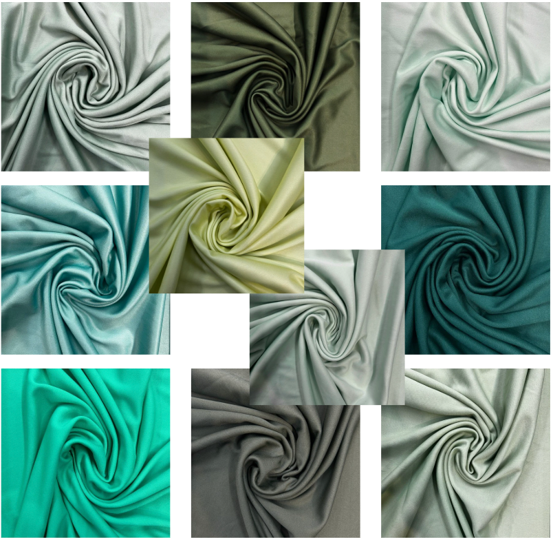 Collage of fabric swatches in various colors and textures.