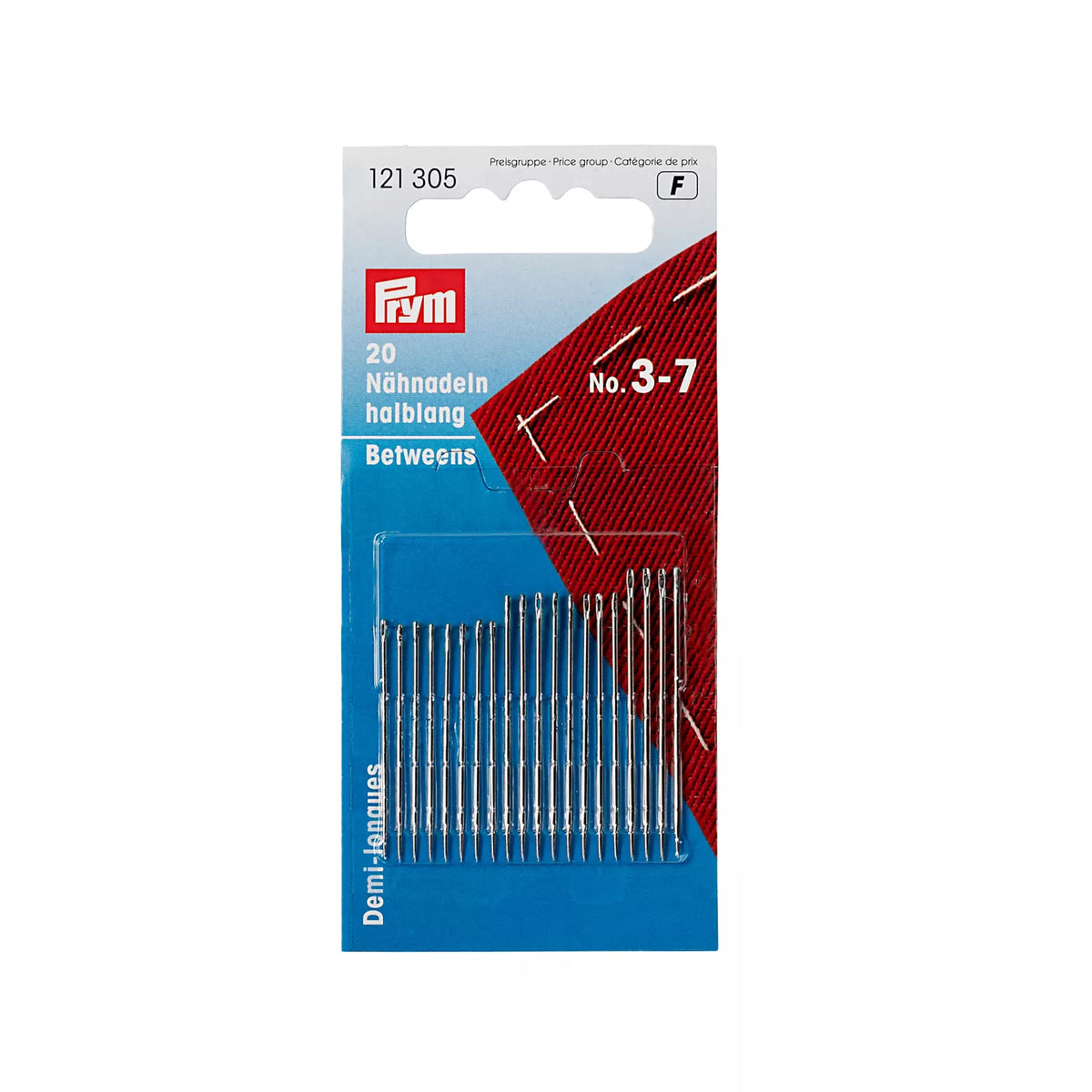 Prym Between Sewing Needles for Quilting and Embroidery, Sizes 3-7