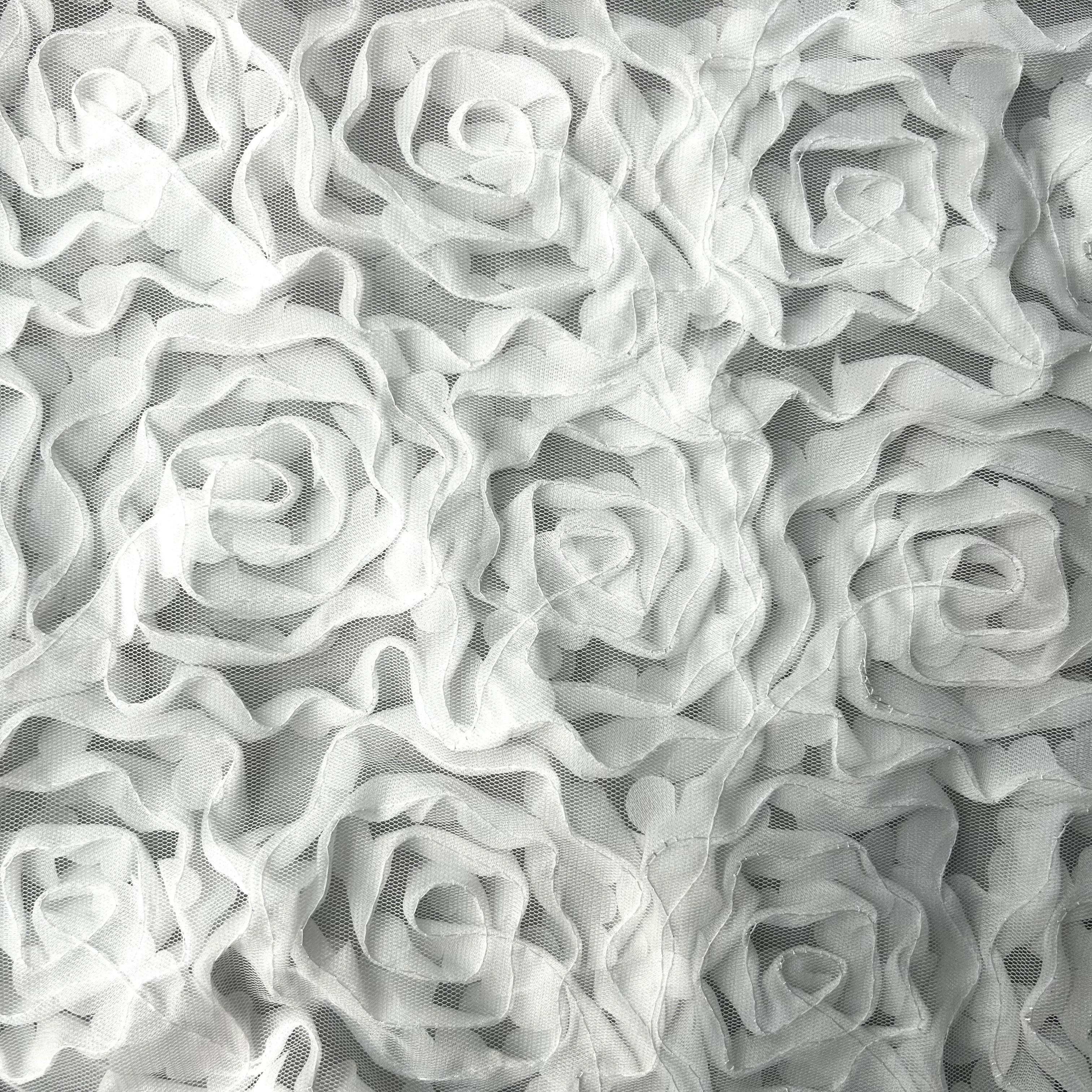 Pattern of white roses on a white background
