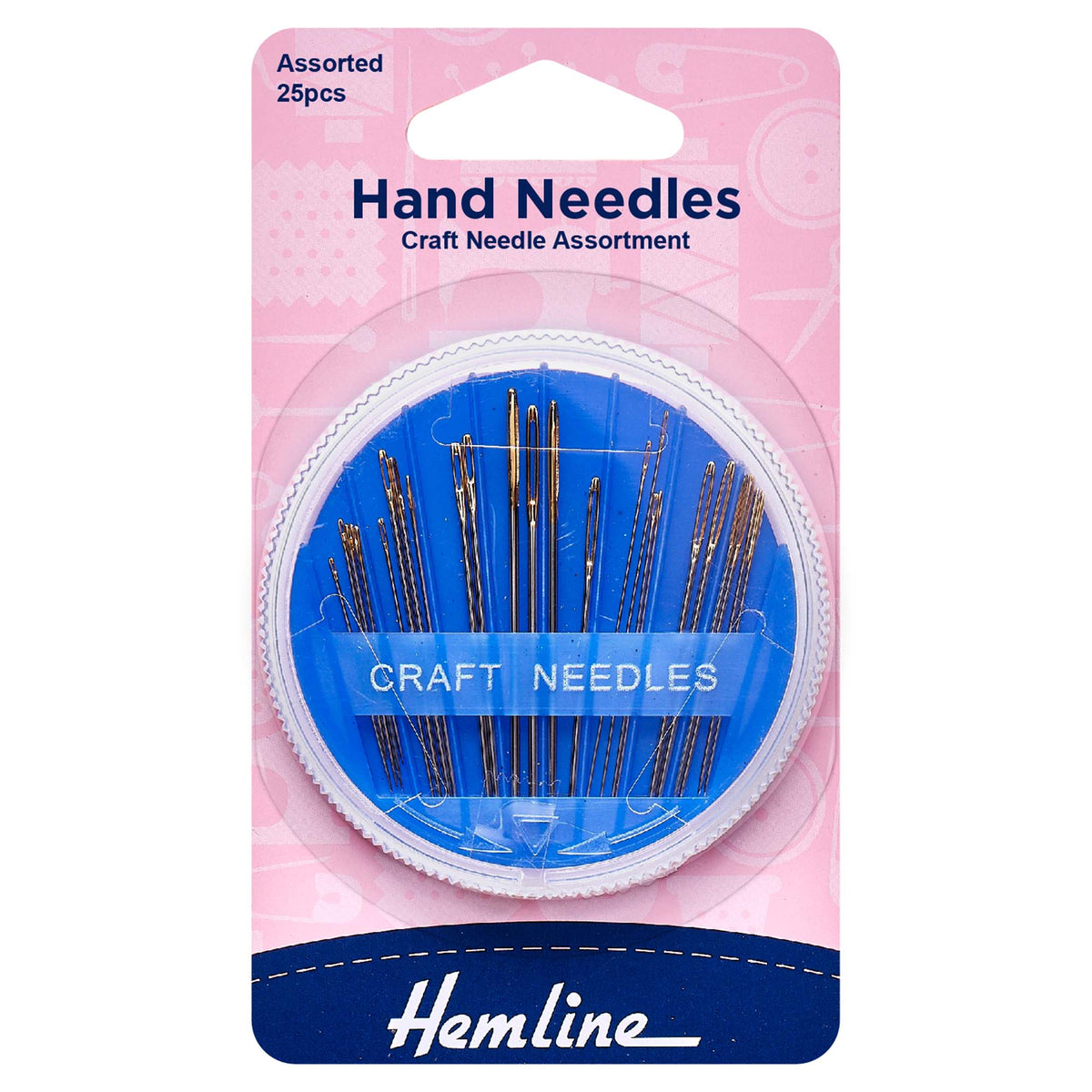 Hemline Hand Sewing Needle Compact - 25 Assorted Craft Needles