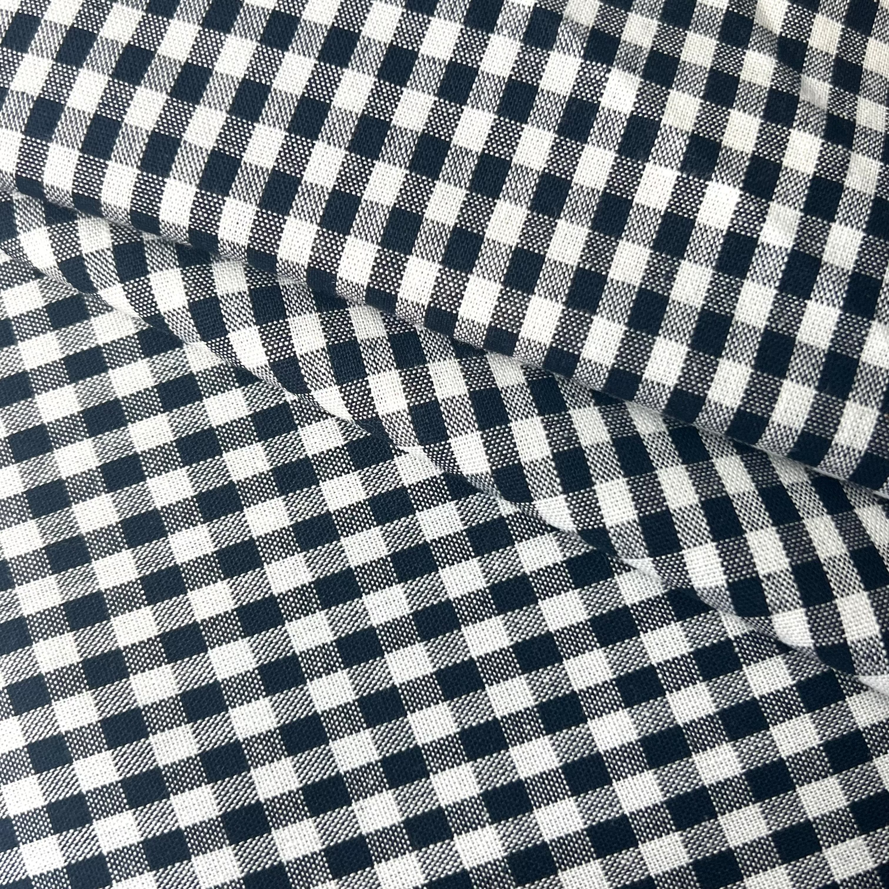 Navy Checks 100% Cotton Poplin Fabric | NB067 05582