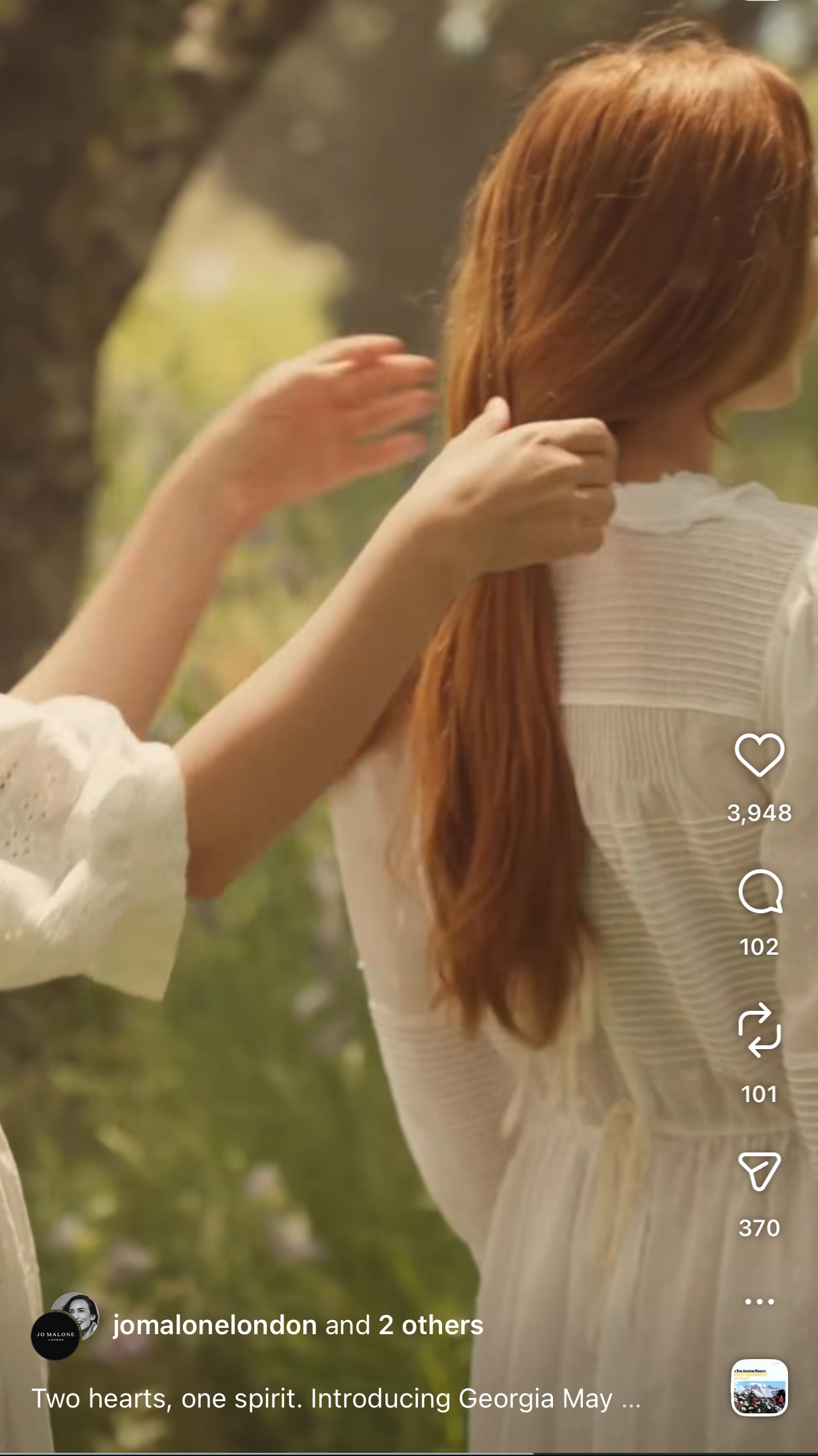 Cotton voile used for detailing and created soft summer dress for Jo Malone add