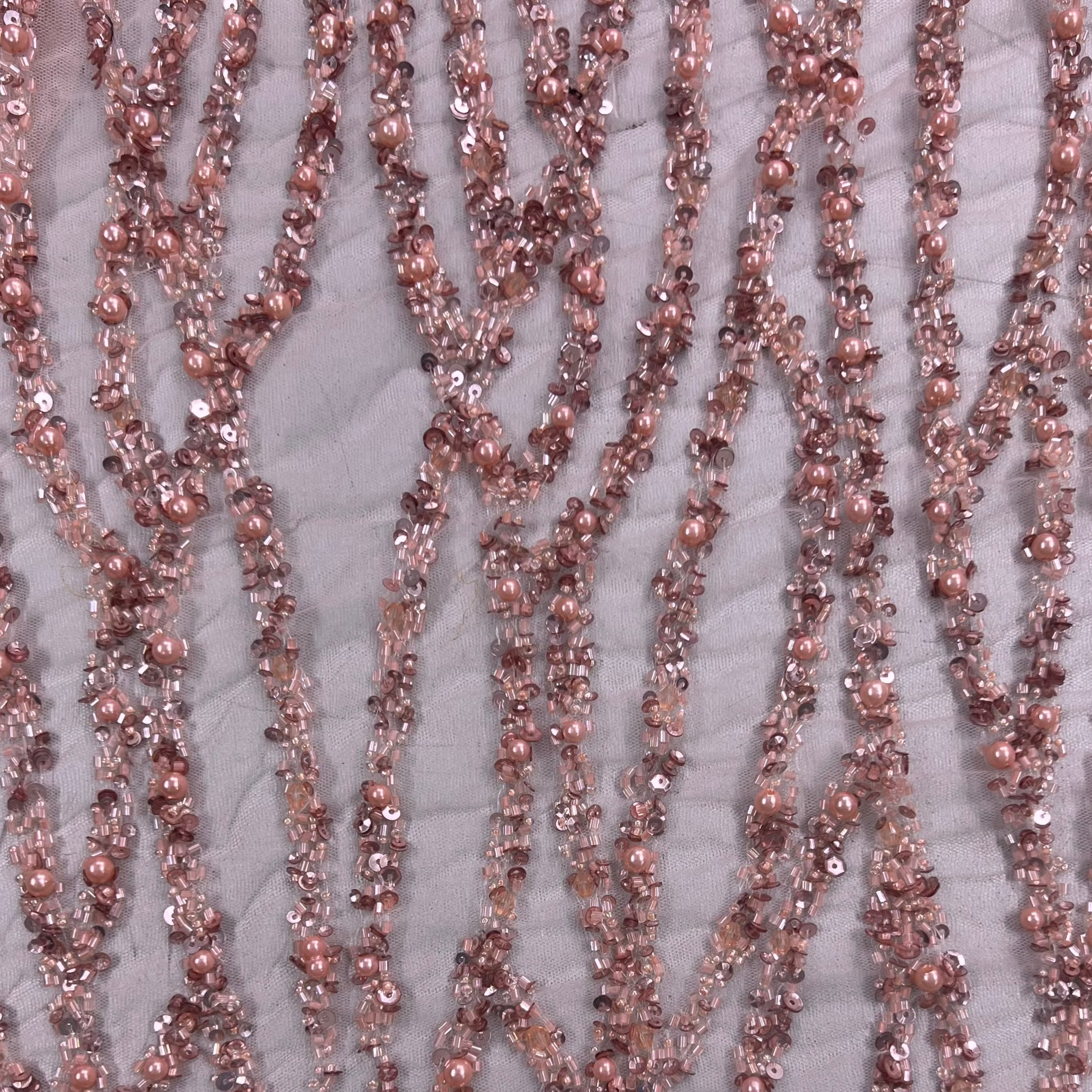 Ruby Pink Hand Embroidered Tulle PT006 19771