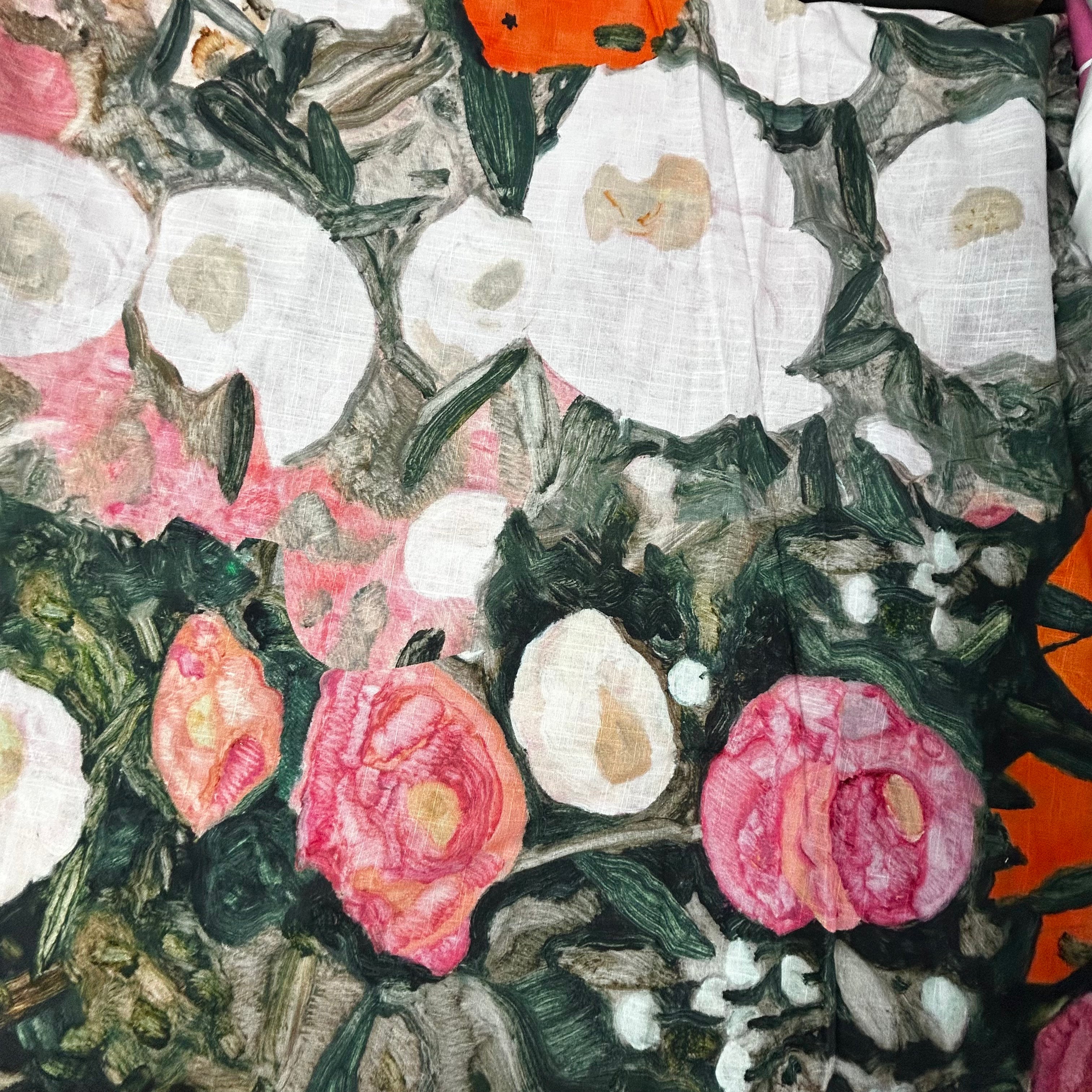 Floral Linen Look Print | SALEXM163