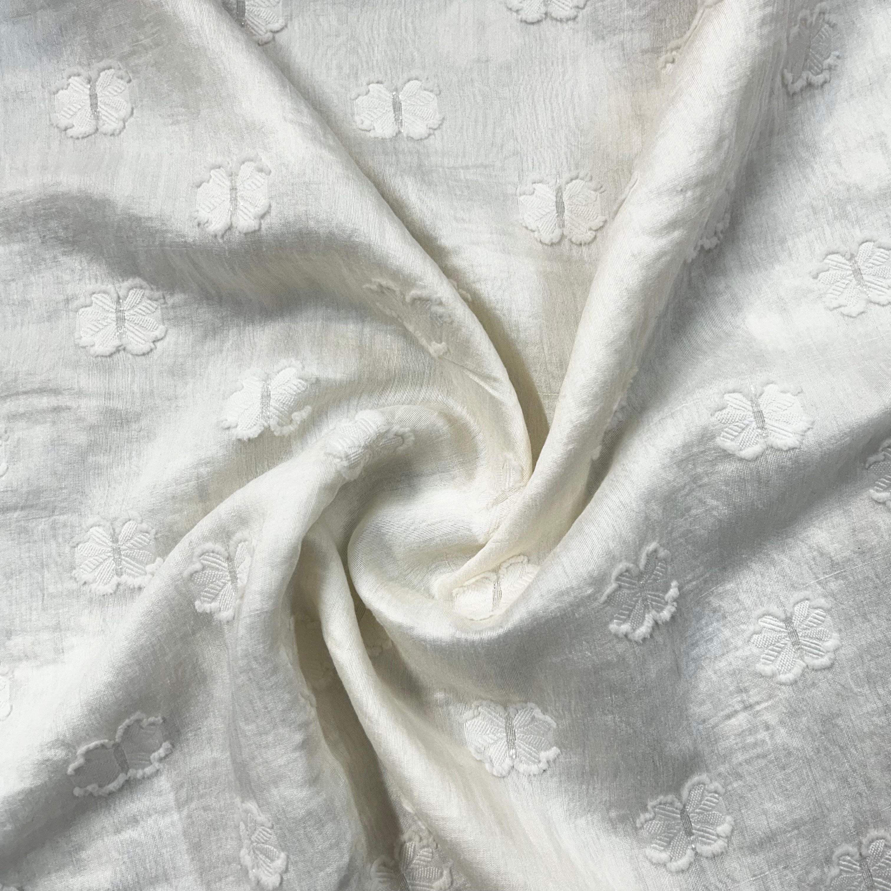 Cream Butterfly Patterned Fabric | SALEXML024