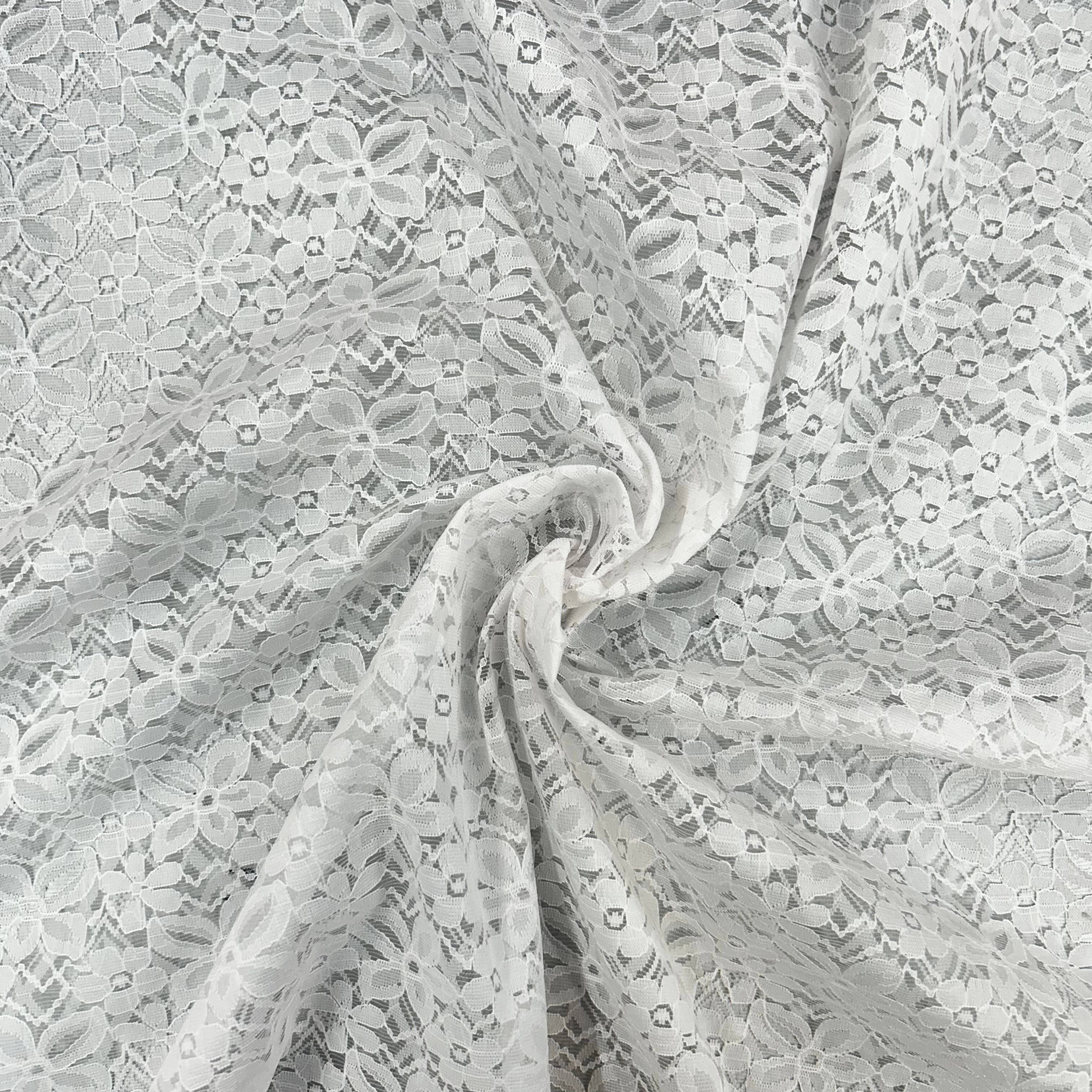 White Lace Floral Fabric | SALEXML029
