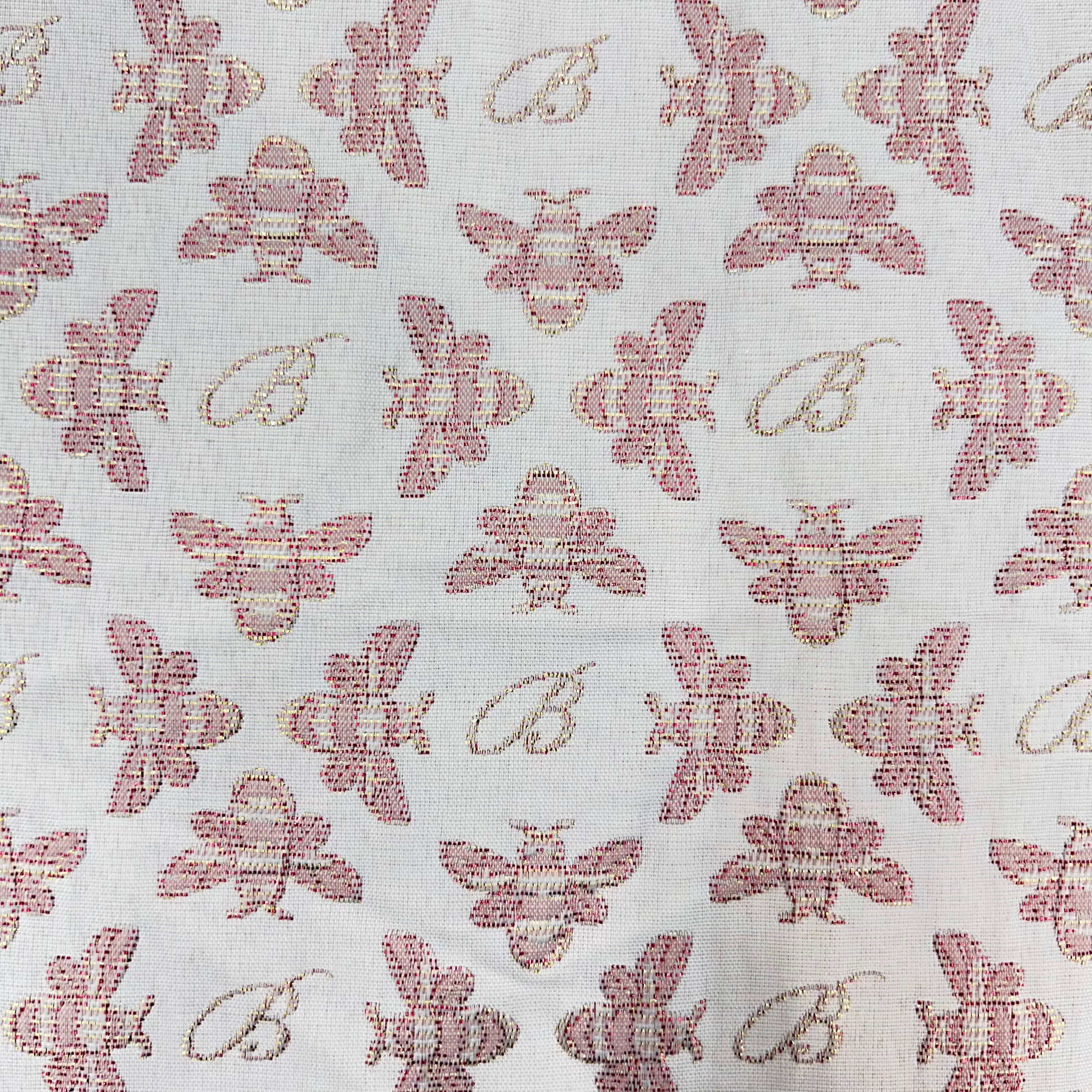 Pink and White Bumblebee Jacquard Fabric - 2.4m | SALEXML033