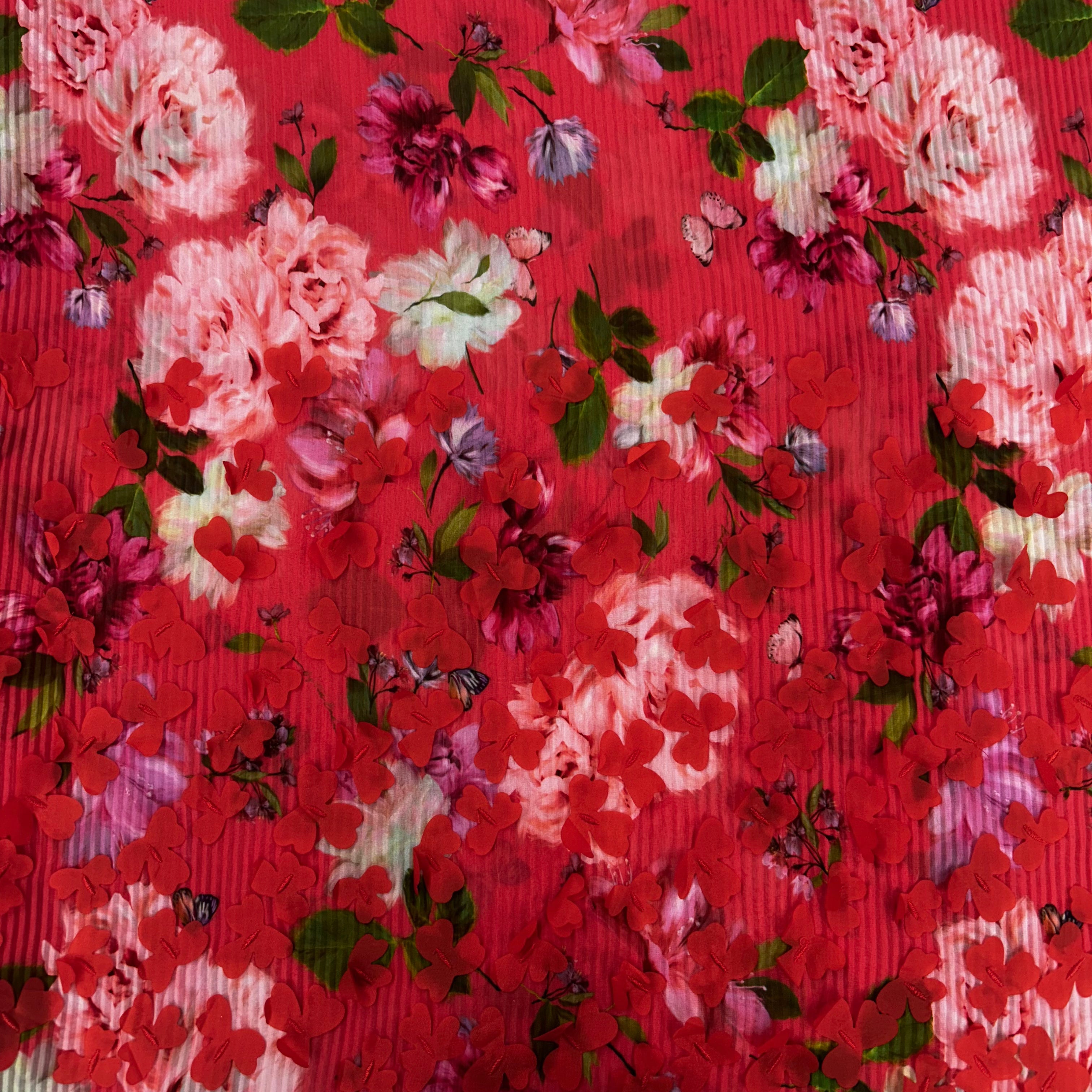 Printed 3D Pleated Polyester Chiffon |SALEXML041
