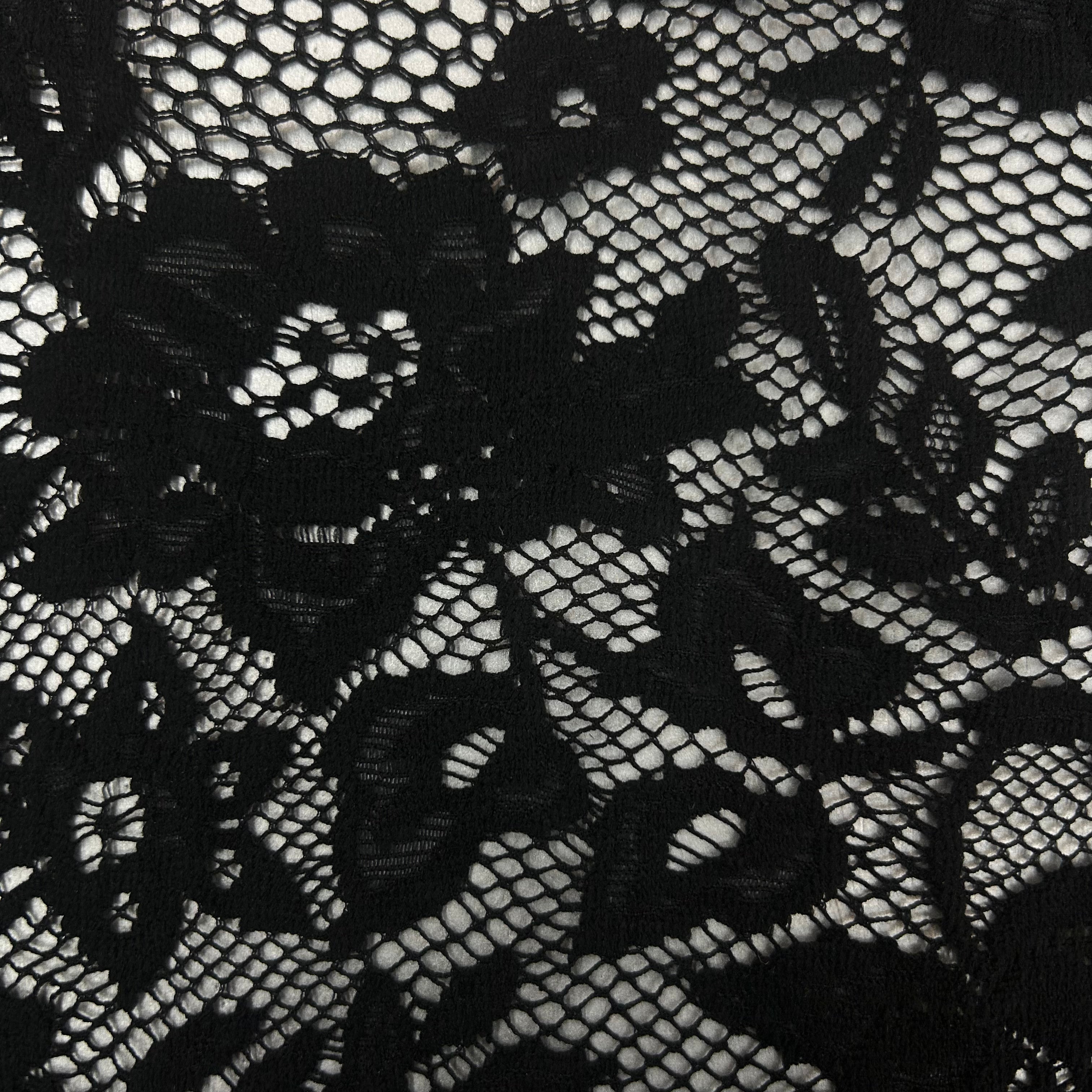 Black Floral Stretch Lace Fabric - 2.70m | SALEXML064