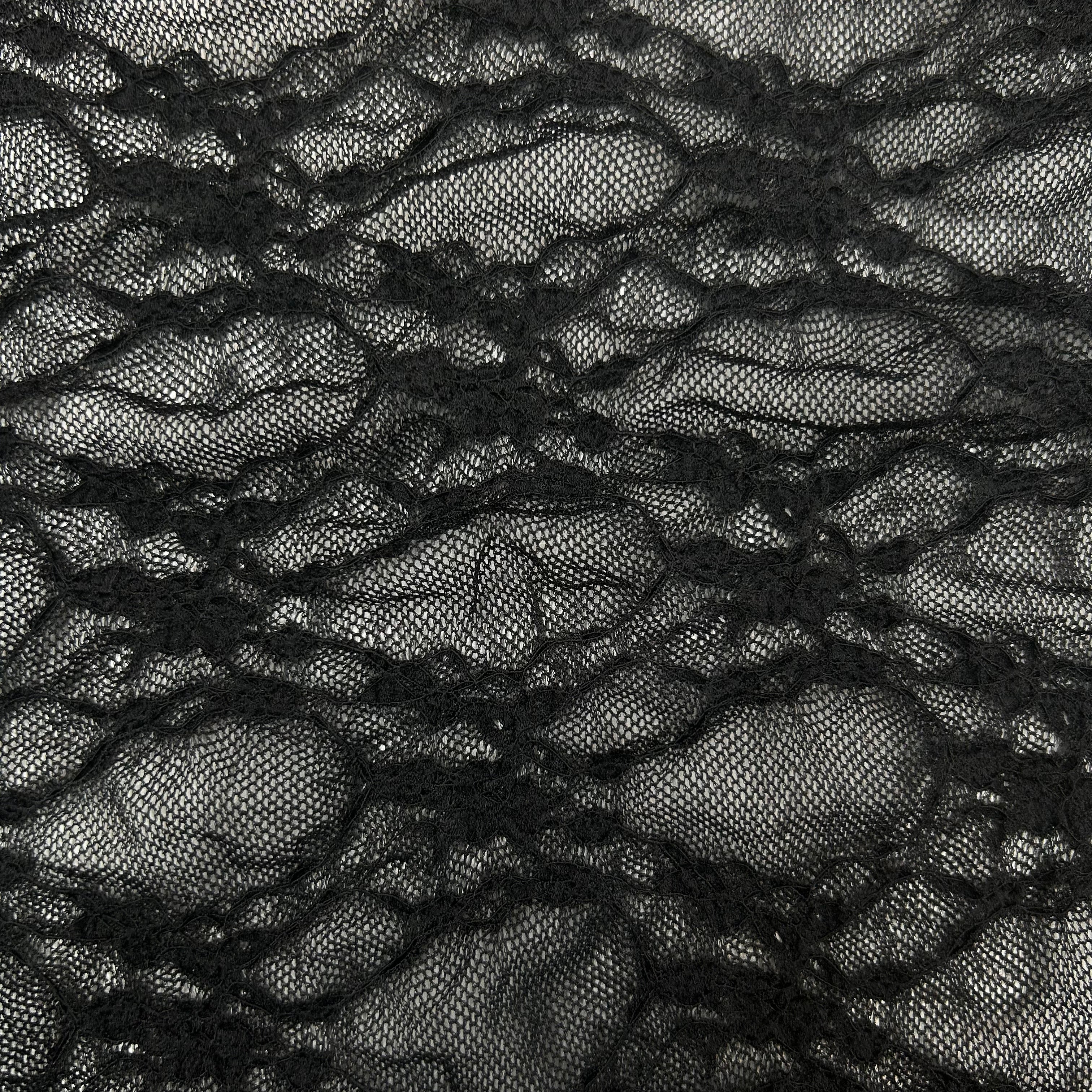 Black Stretch Patterned Lace Apparel Fabric | SALEXML064