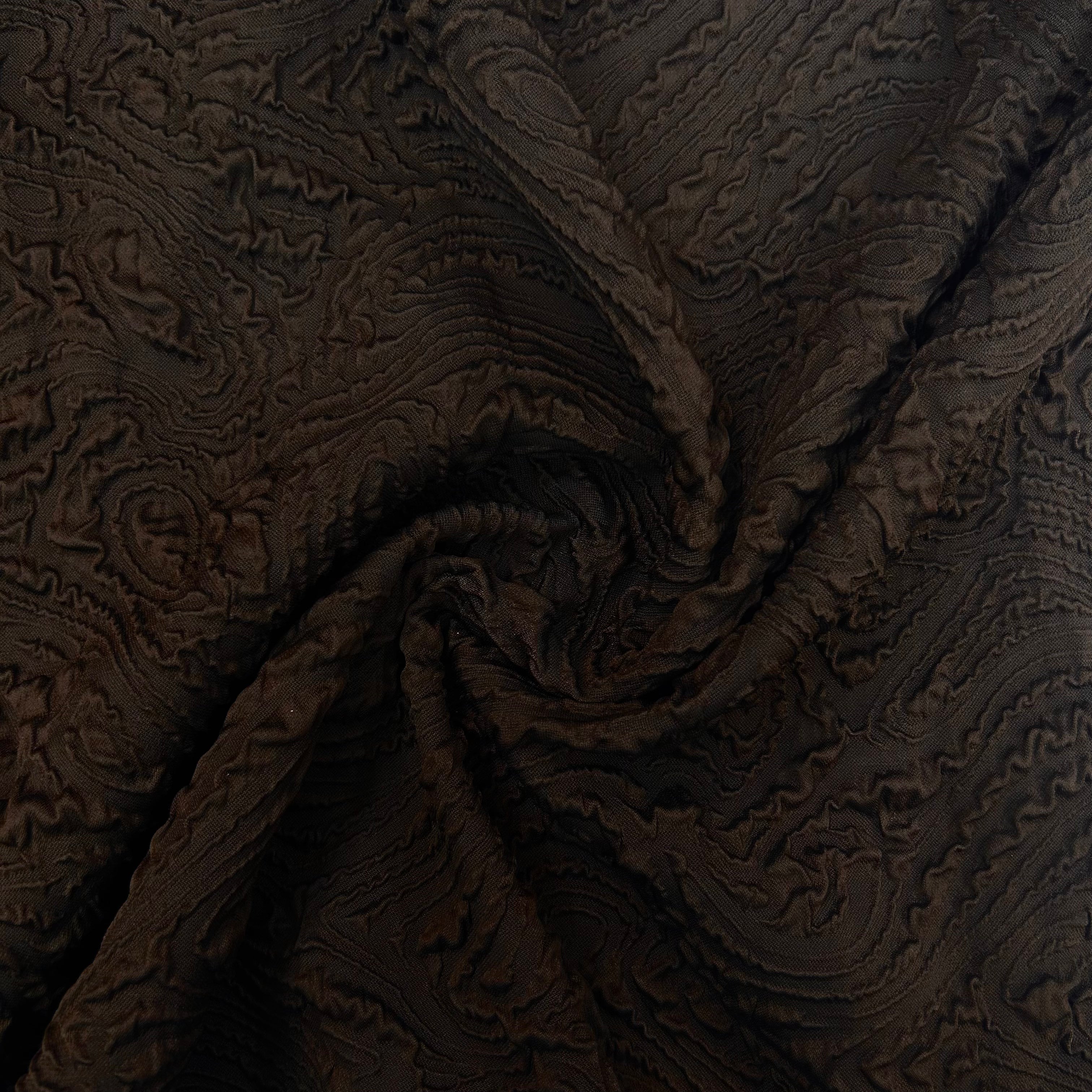 Solid Dark Brown Jacquard Textured Fabric | SALEXML075