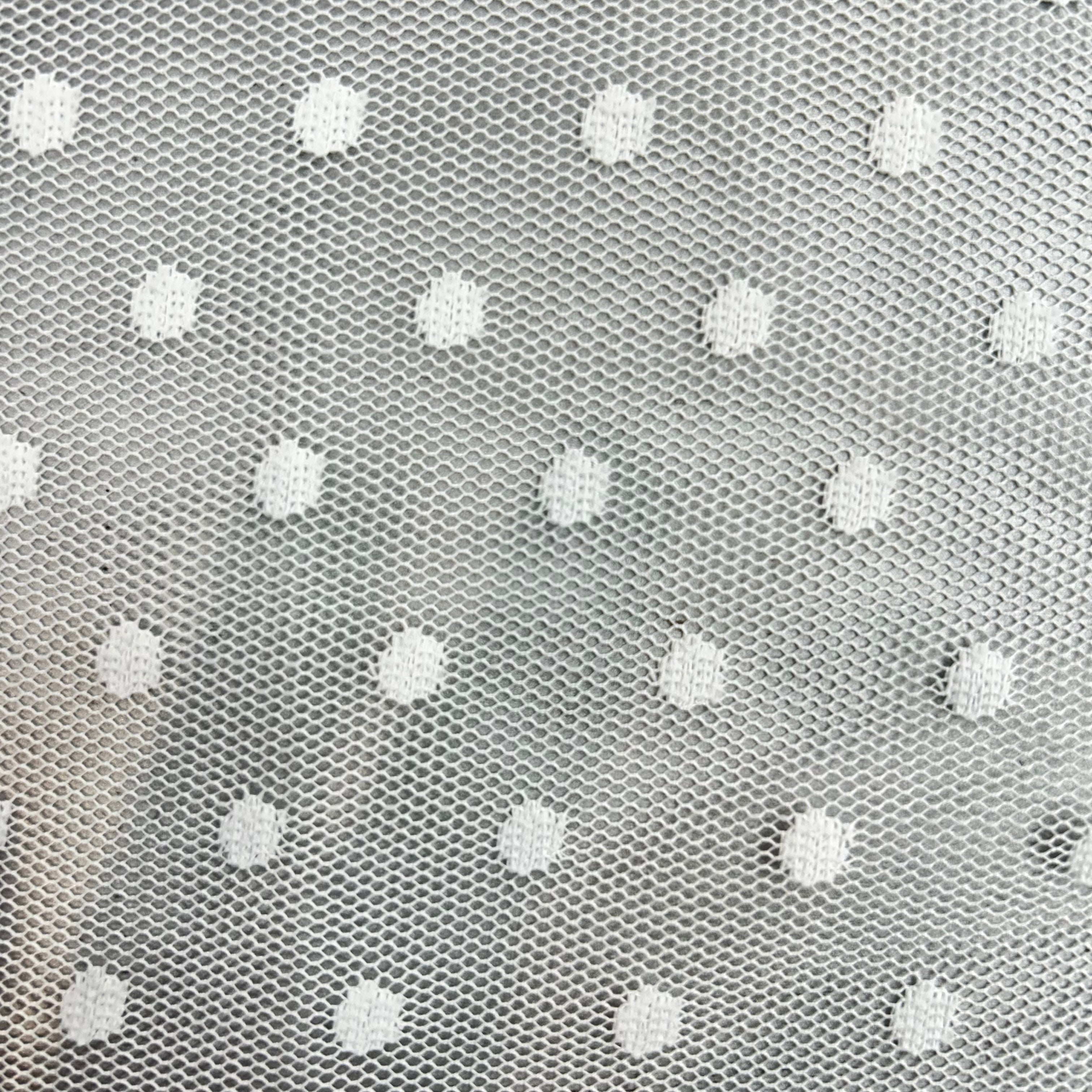 White Mesh Polka Dot Fabric | SALEXML082