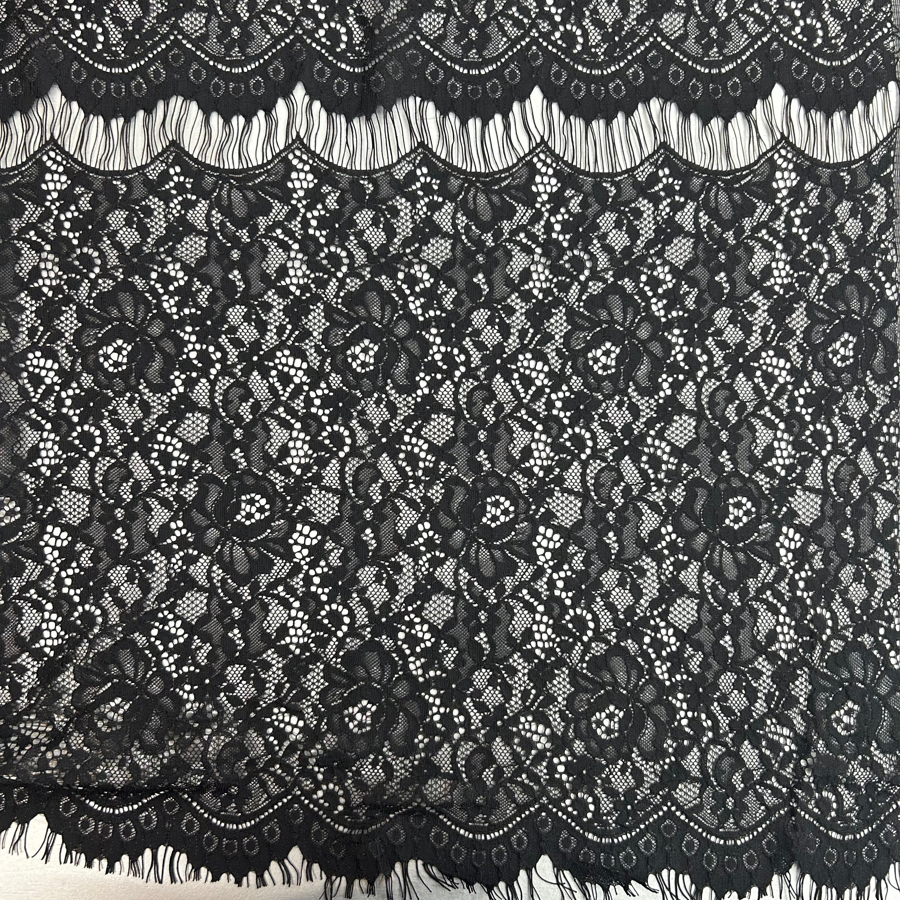 Black Intricate Lace Lightweight Fabric | SALEXML081