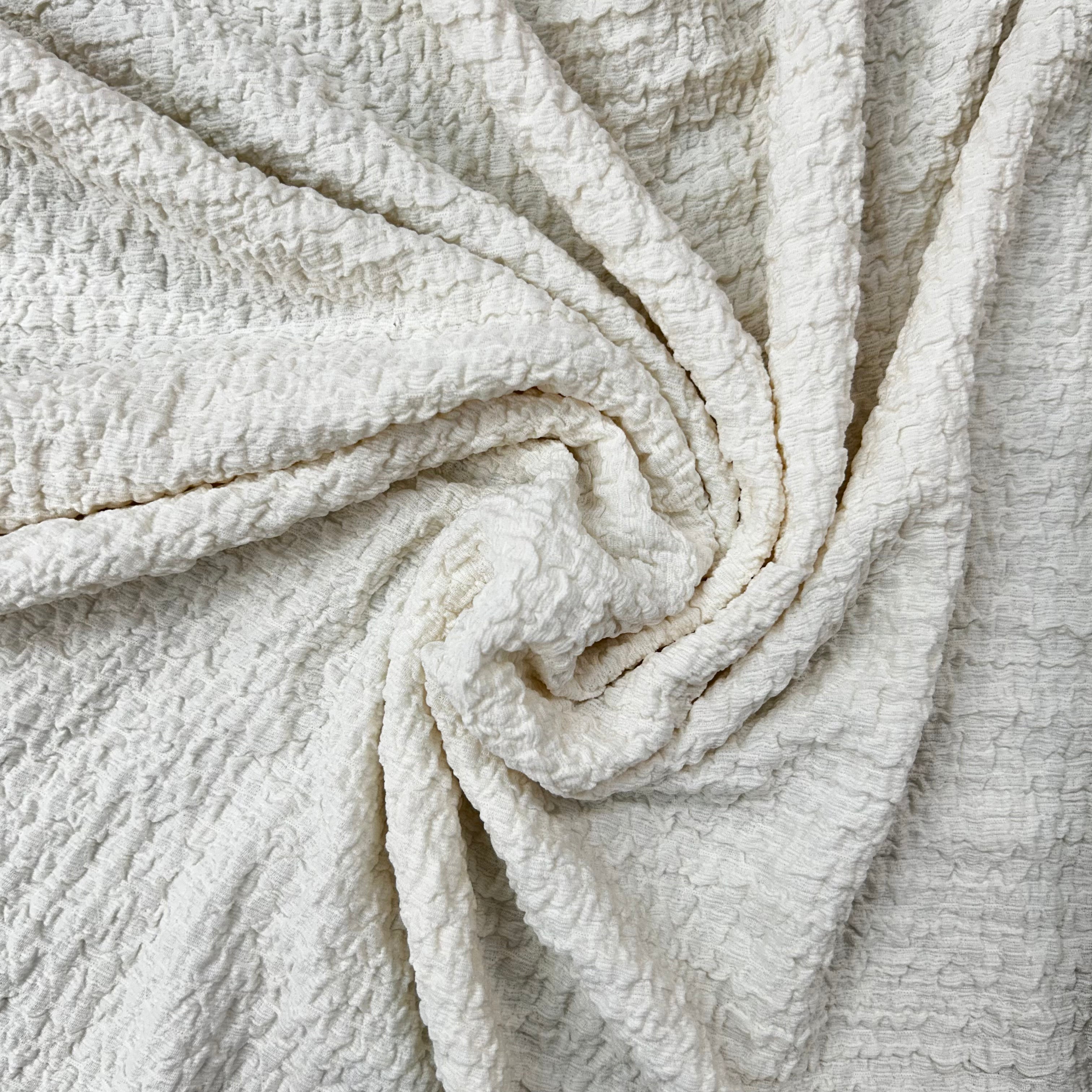 Cream Crinkled Stretch Fabric | SALEXML084