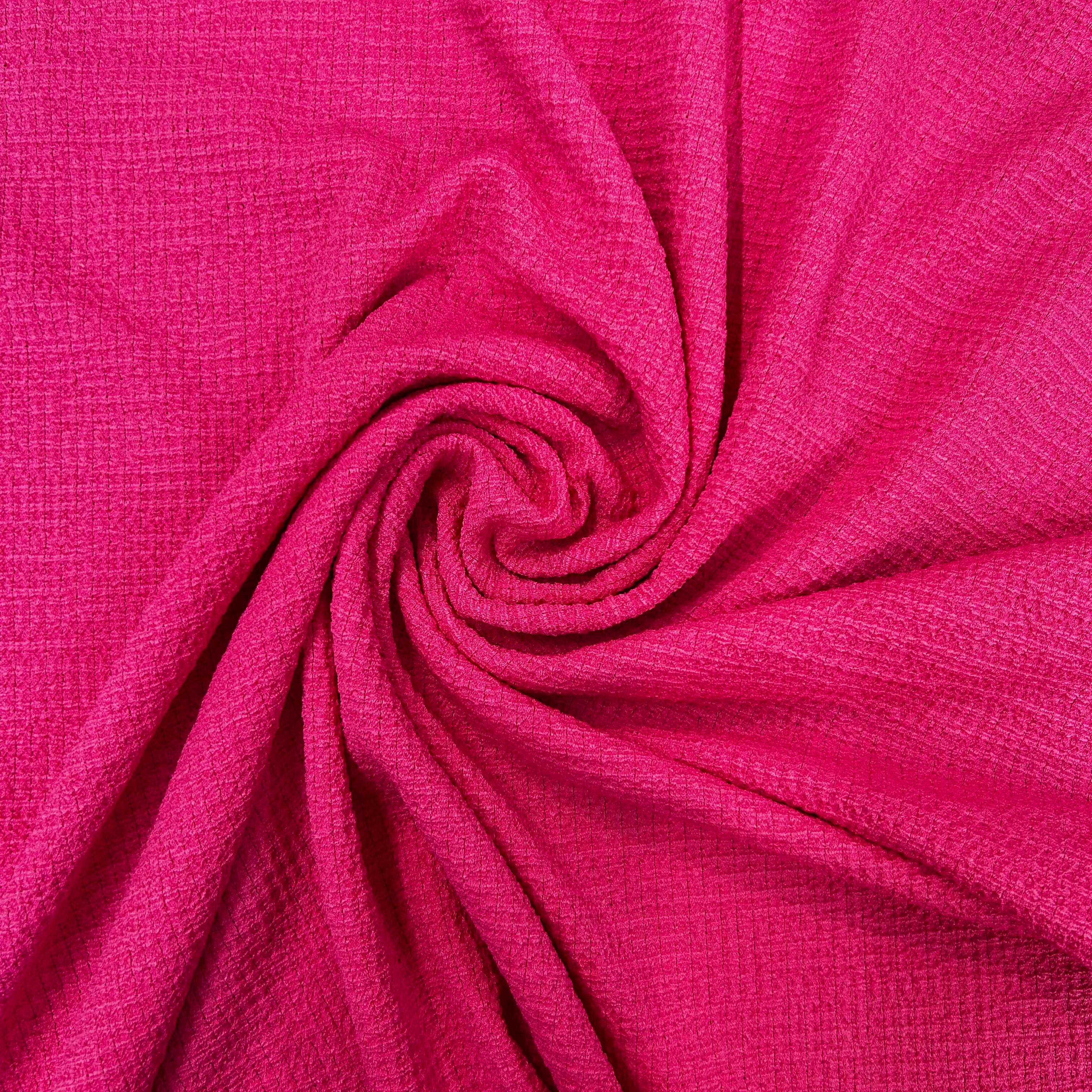 Solid Pink Crinkled Stretch Apparel Fabric | SALEXML086