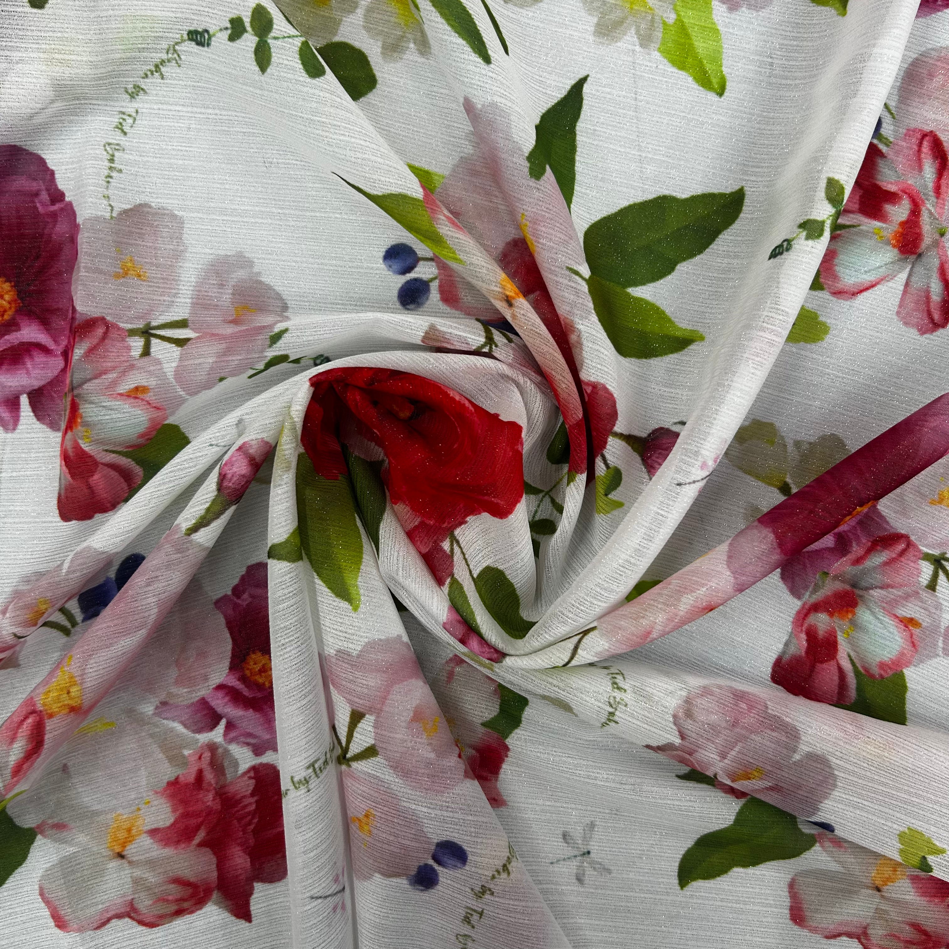 White Printed 100% Polyester Chiffon | SALEXML095