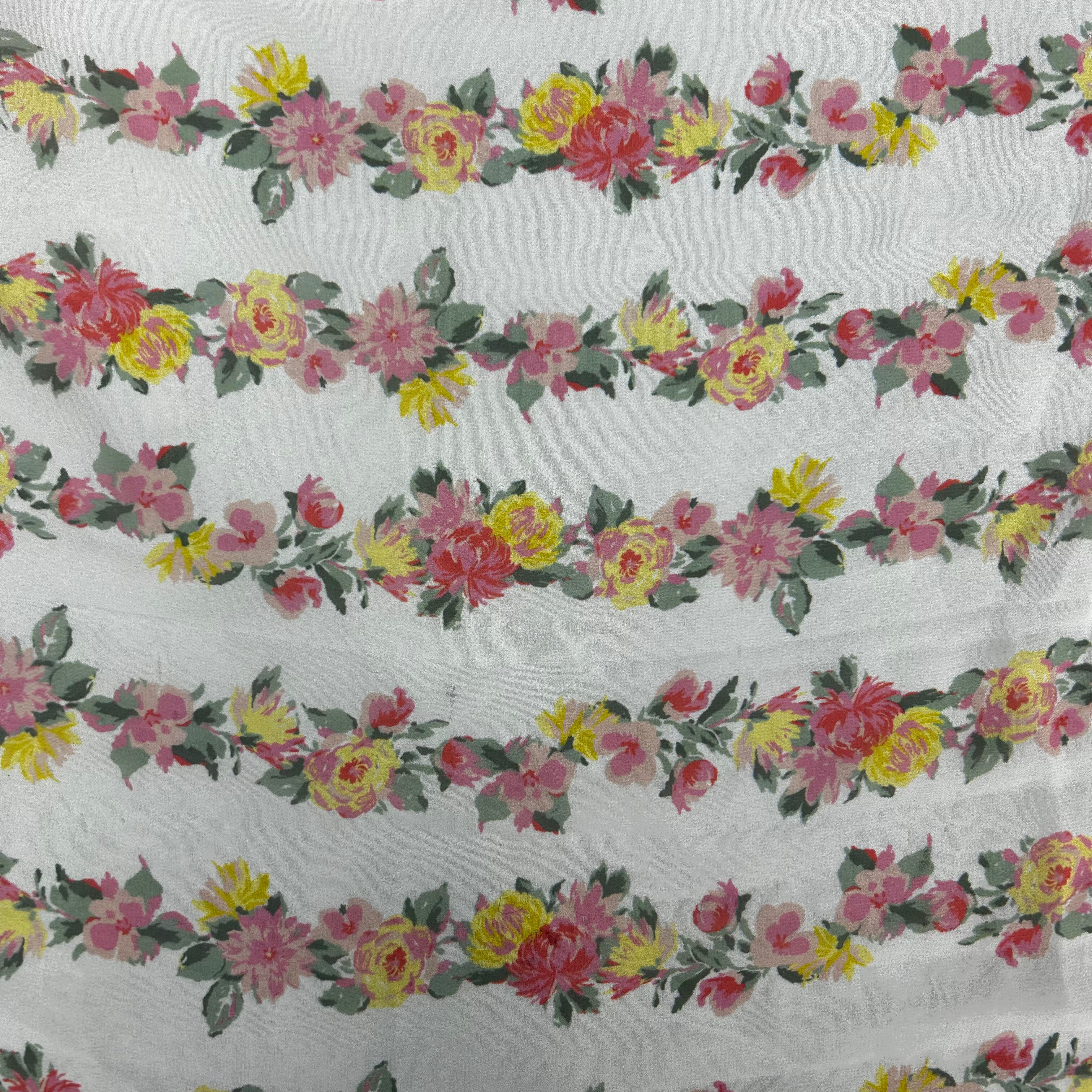 White Floral Printed Polyester Chiffon | SALEXML097