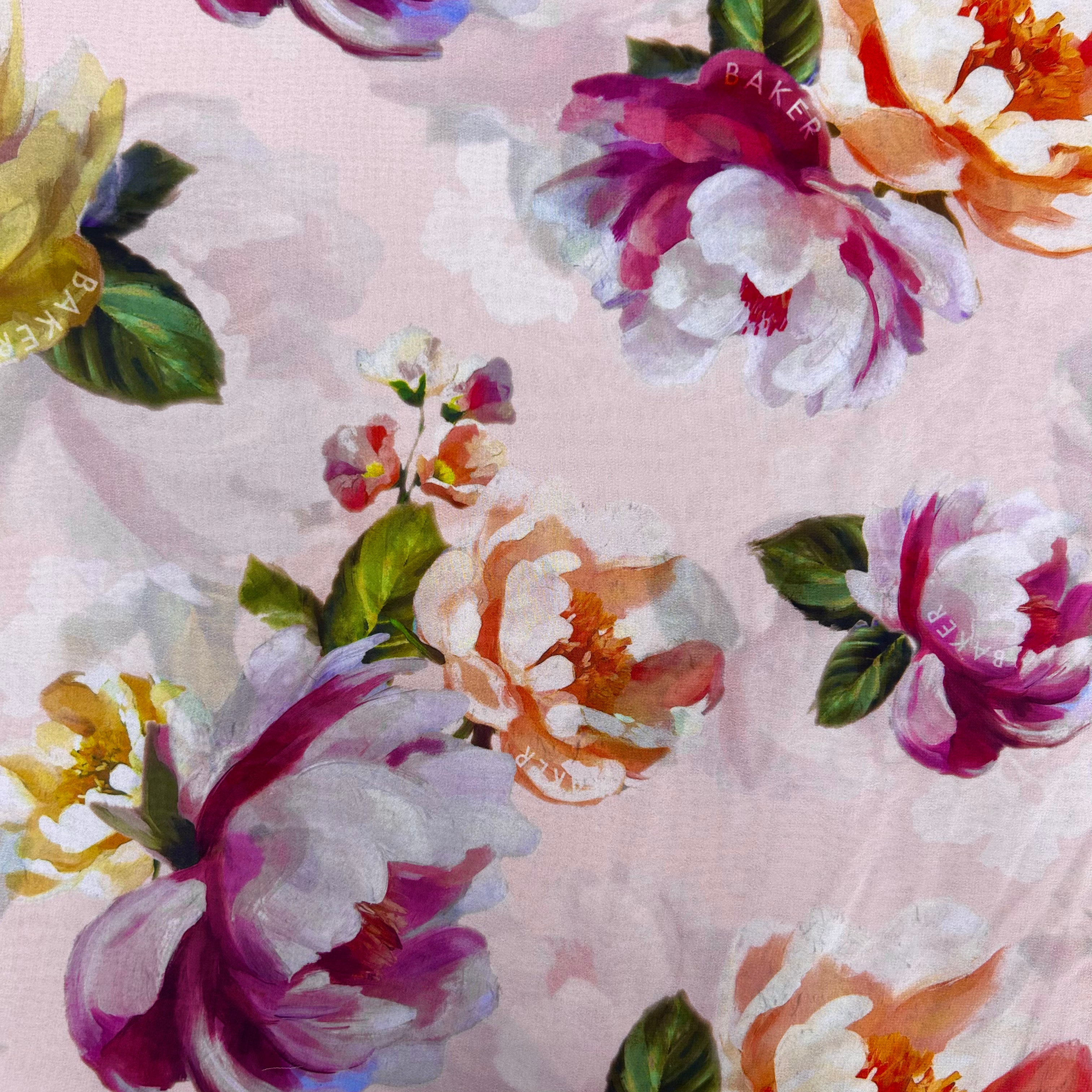Pink Floral Ted Baker Printed Polyester Chiffon | SALEXML100